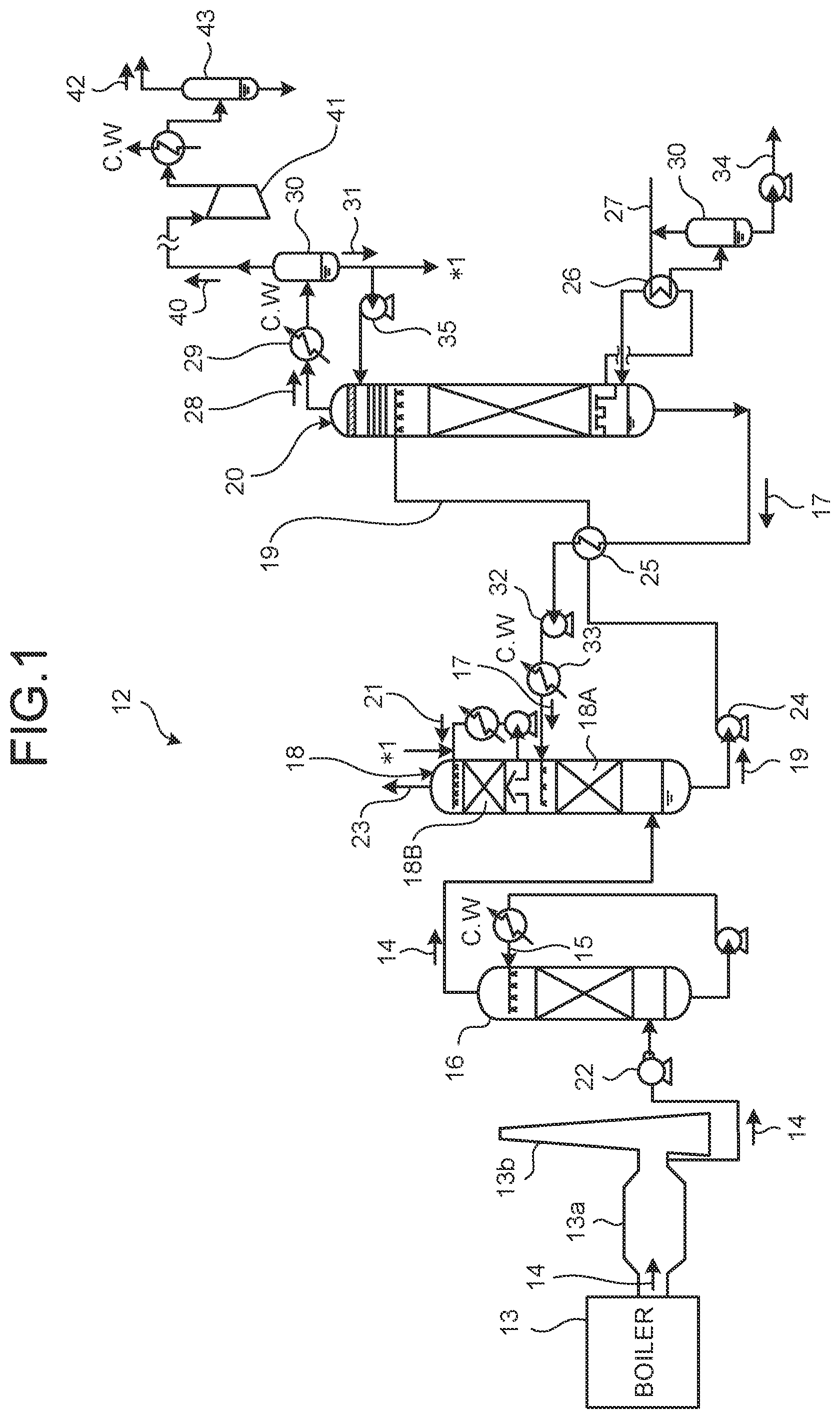 Patent US11772041 Figure 1 – Composite amine absorbent, and device and method for removing CO2 or H2S, or both of CO2 and H2S