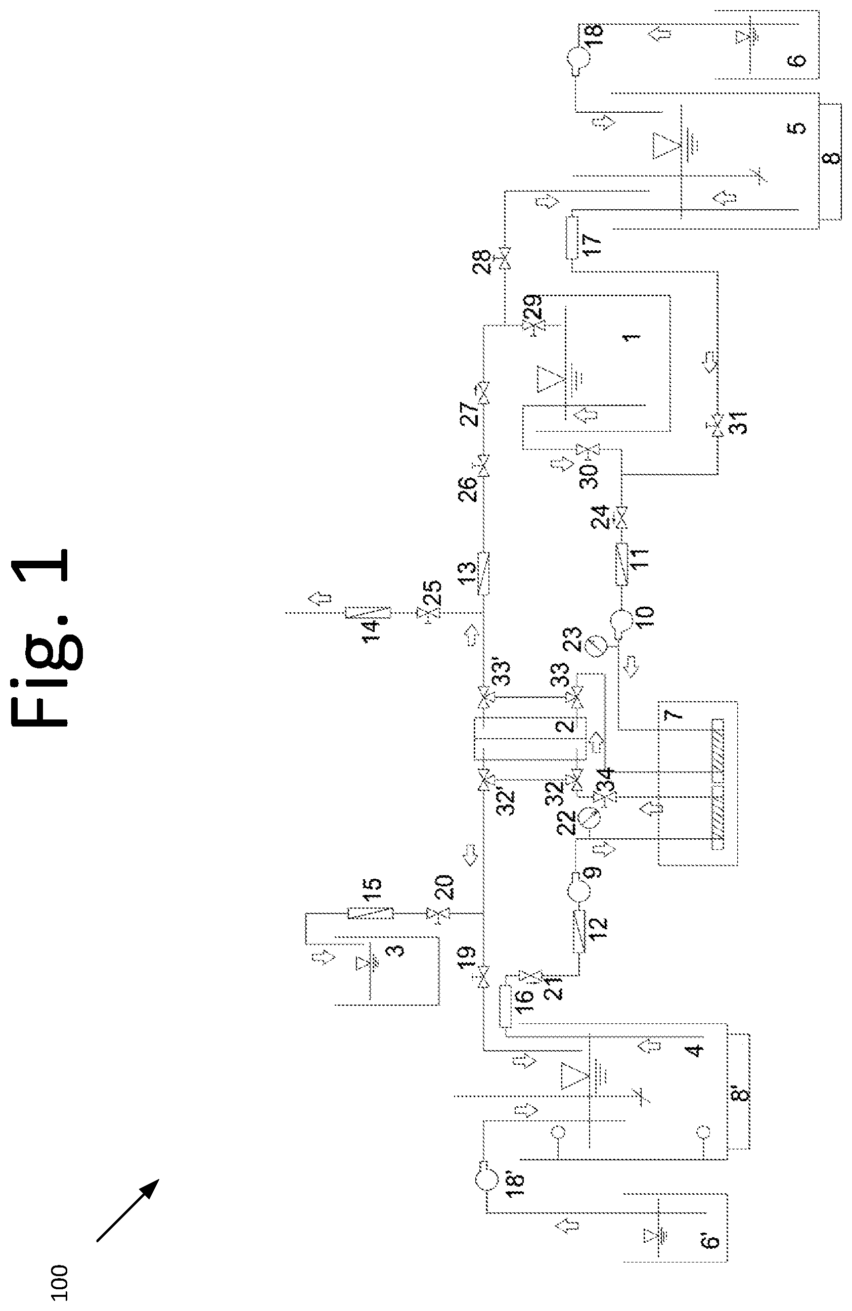 Patent US11772050 Figure 1 – Online cleaning system for micro-polluted nanofiltration membranes using forward osmosis and process of online cleaning system