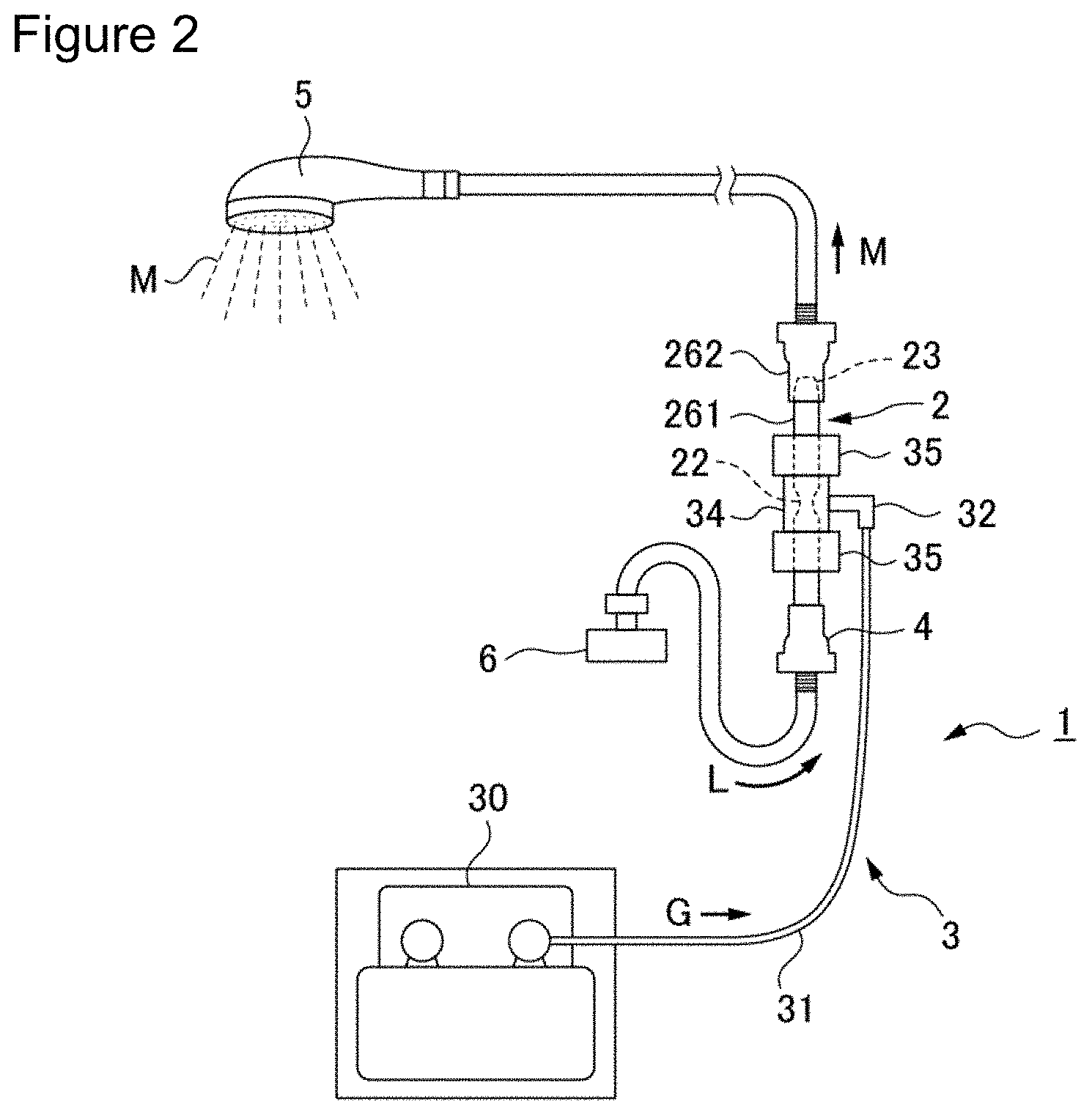 Patent US11772057 Figure 2 – Fine bubble generating device