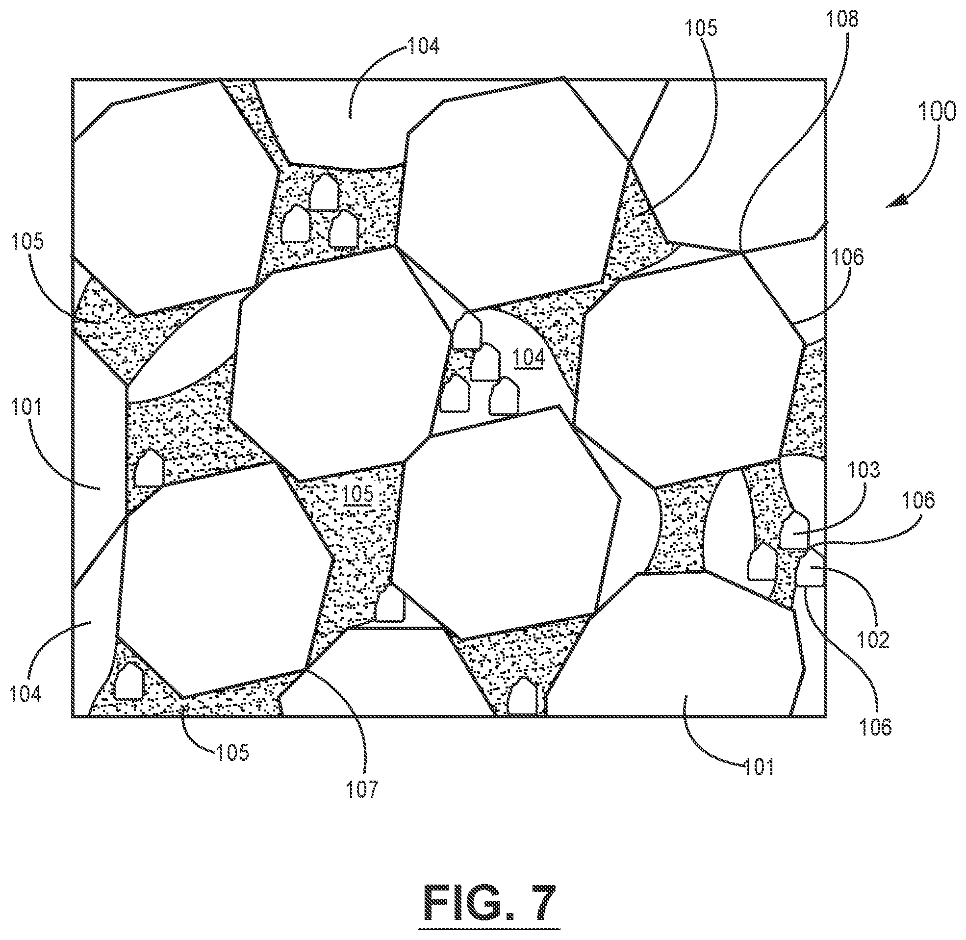 Patent US11772068 Figure 7 – Reduced polymer content and bonding in polymer particulate composite