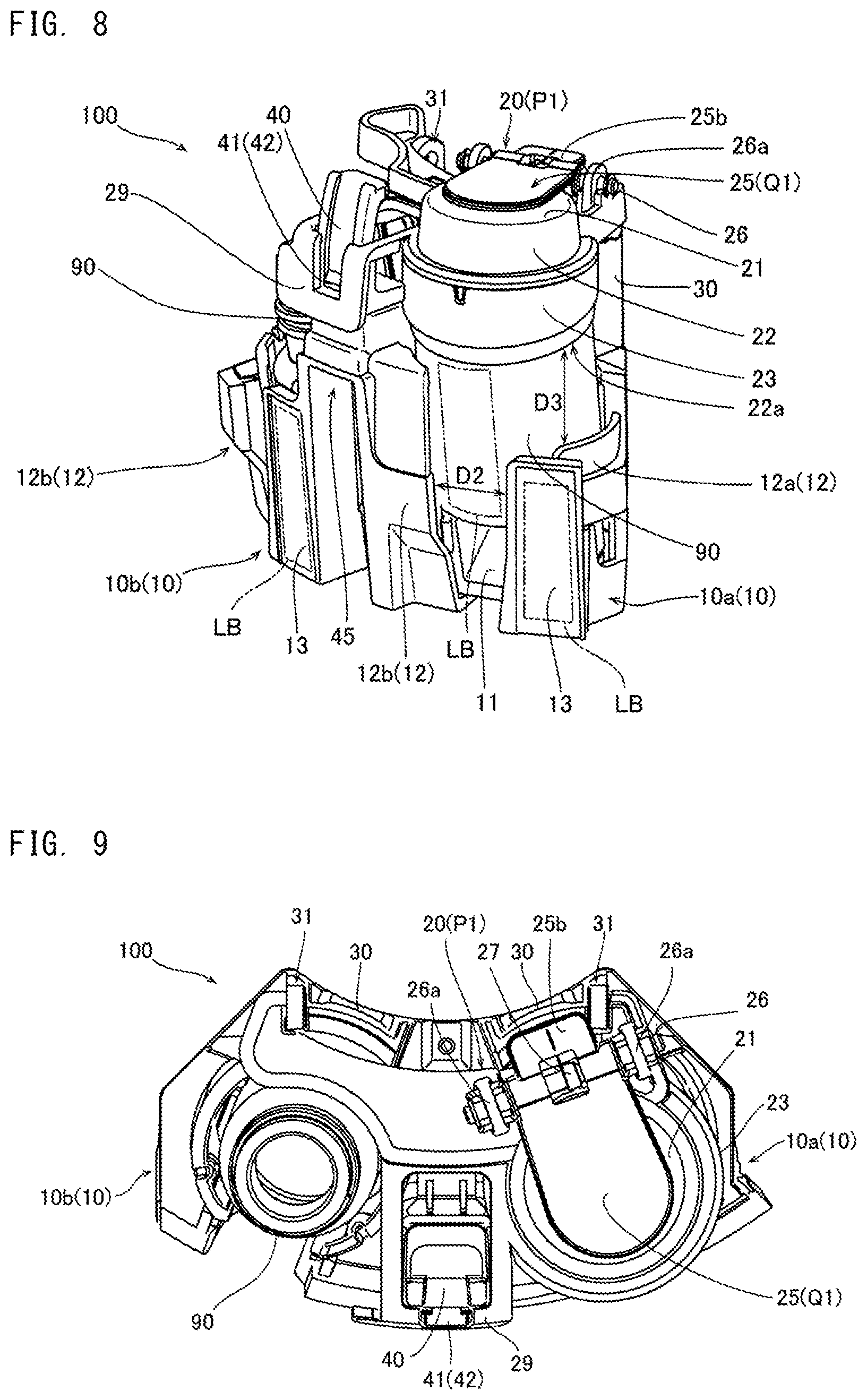 Patent US11772100 Figure 8 – Reagent container rack and specimen analyzer