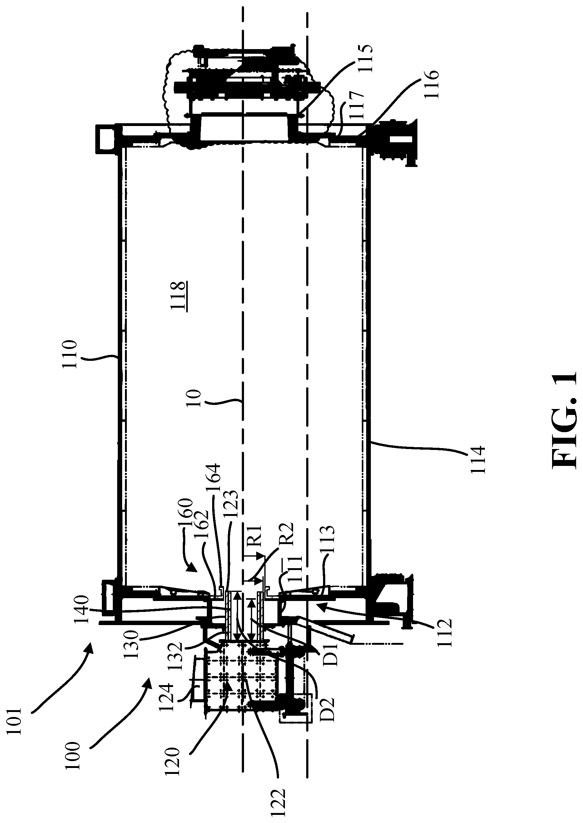 Patent US11772101 Figure 1 – Systems, devices and methods for improved efficiency of ball mills