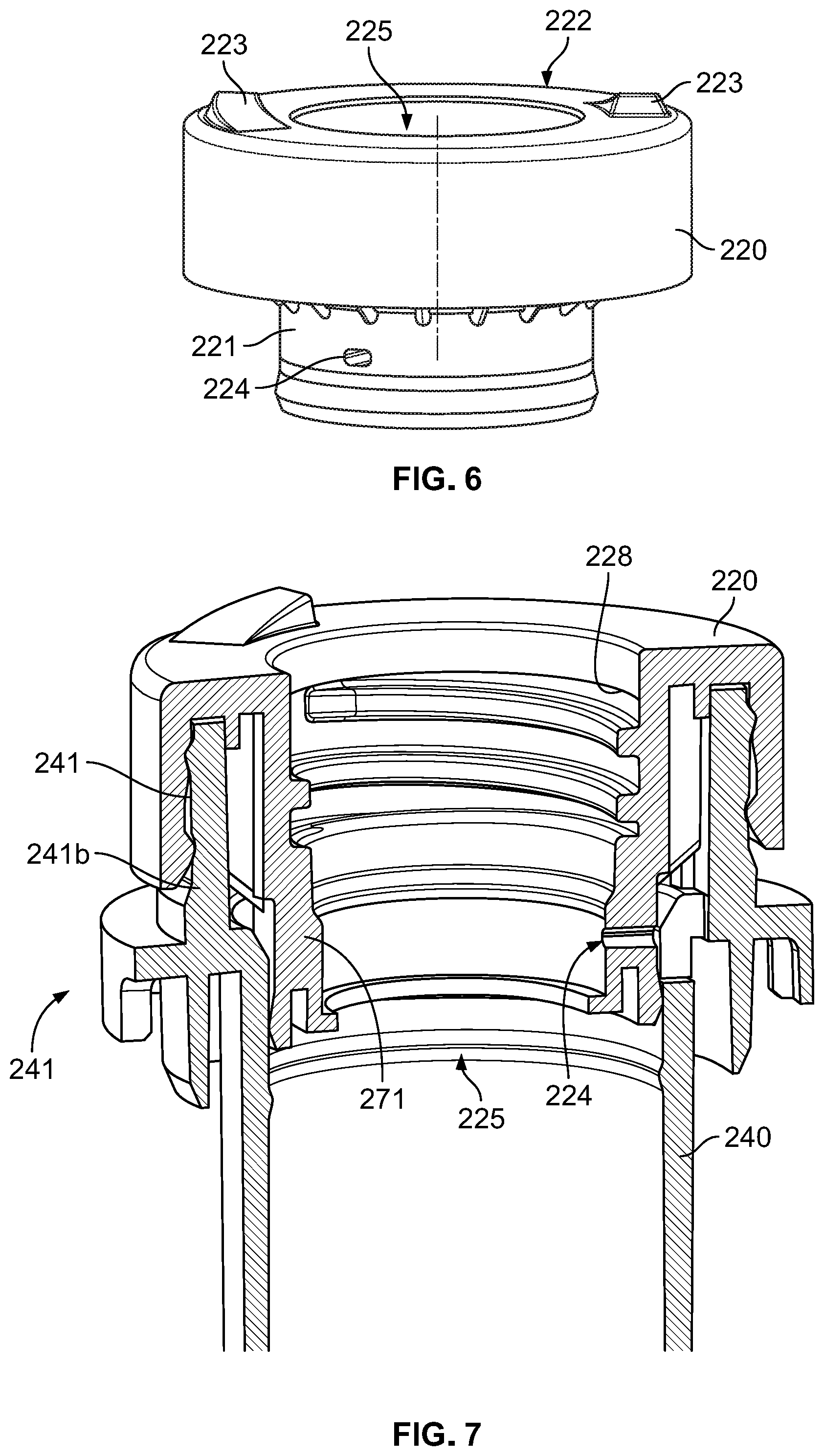 Patent US11772112 Figure 6 – Down-locked pump with chaplet vent and beaded seal