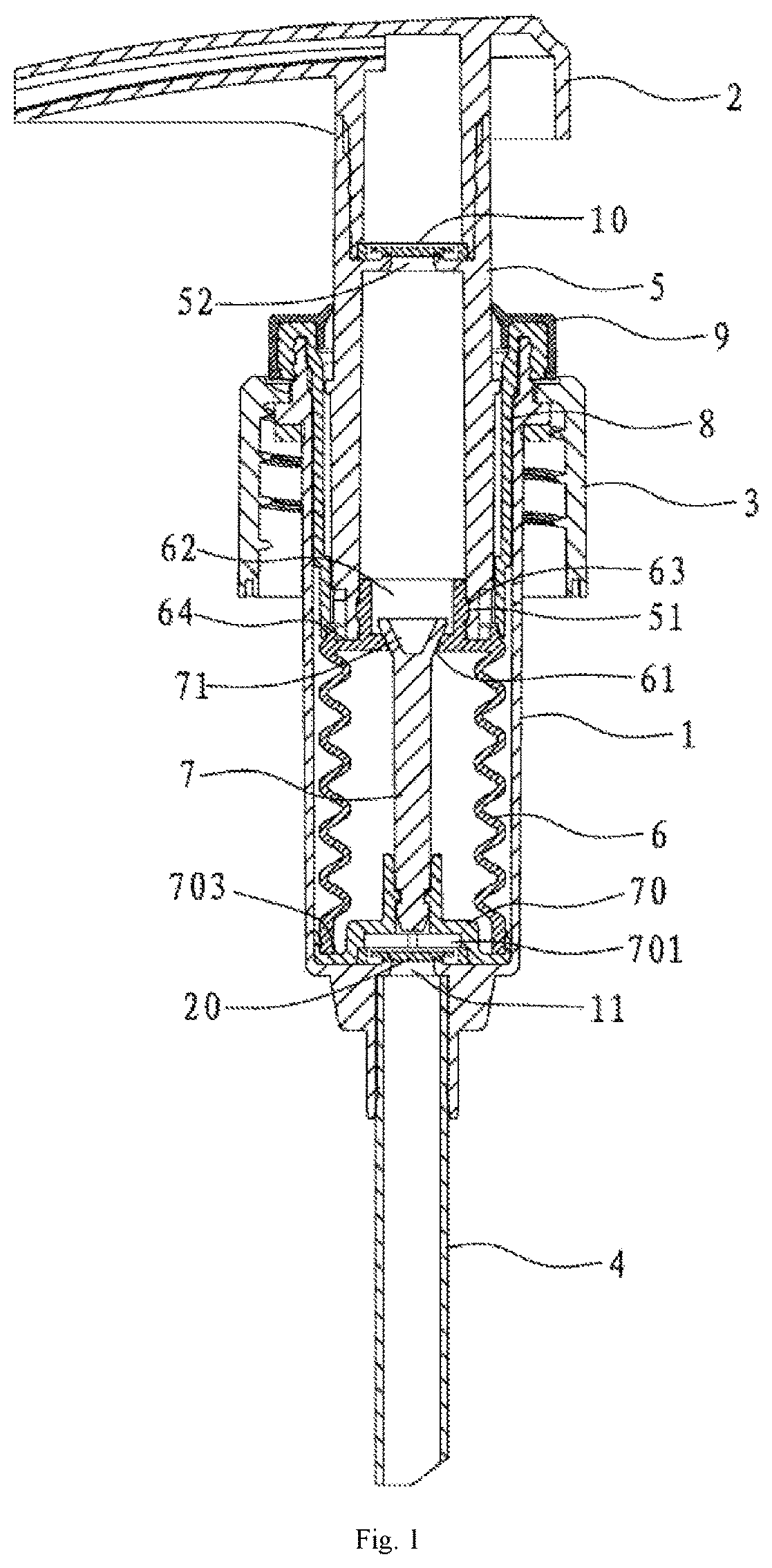 Patent US11772114 Figure 1 – All-plastic emulsion pump