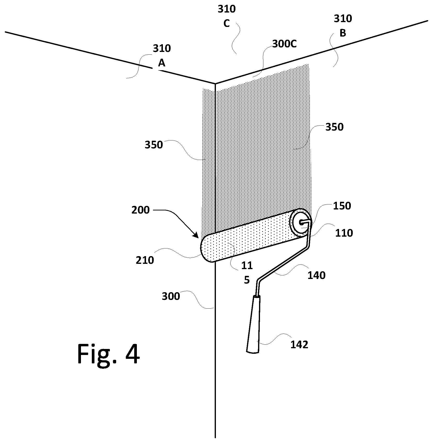 Patent US11772122 Figure 8 – Corner paint roller system and method