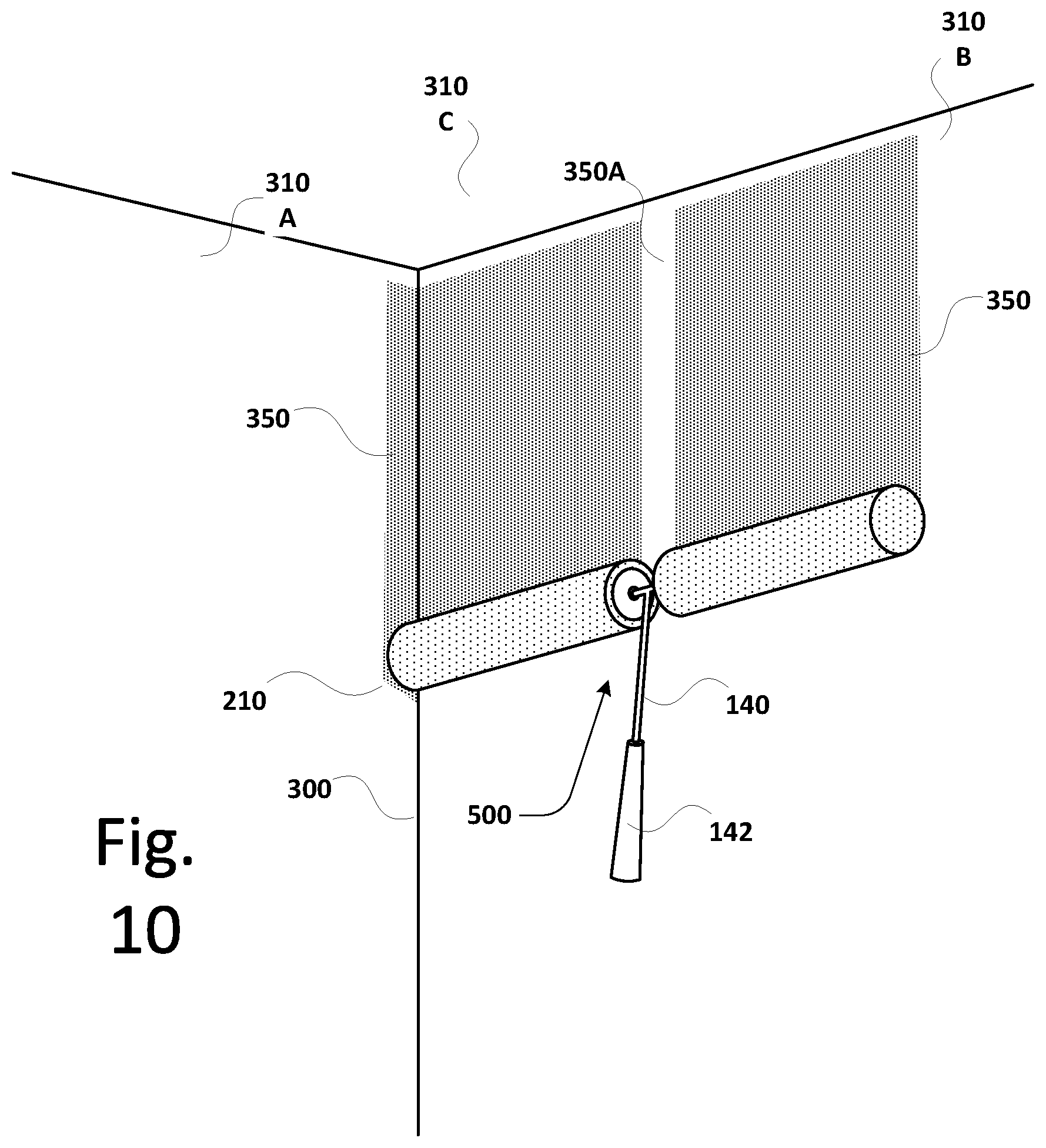 Patent US11772122 Figure 14 – Corner paint roller system and method