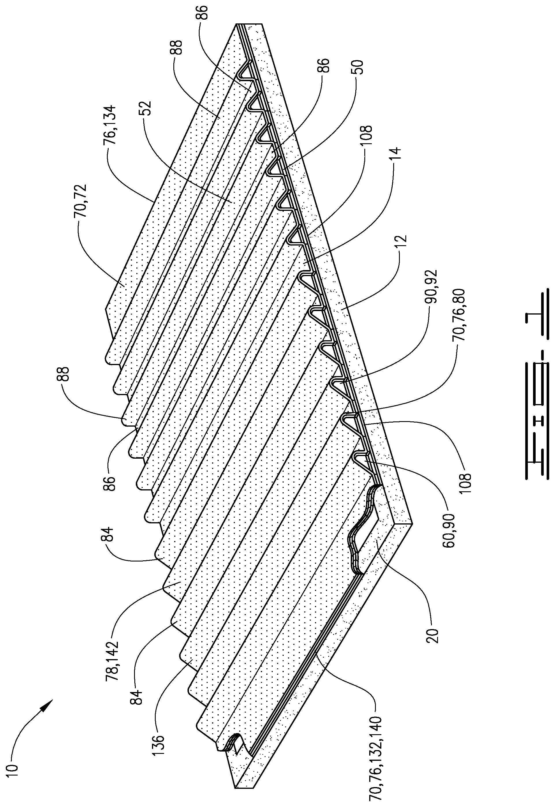 Patent US11772130 — Shaker screen assembly with undulation sealing tabs — Figure 1