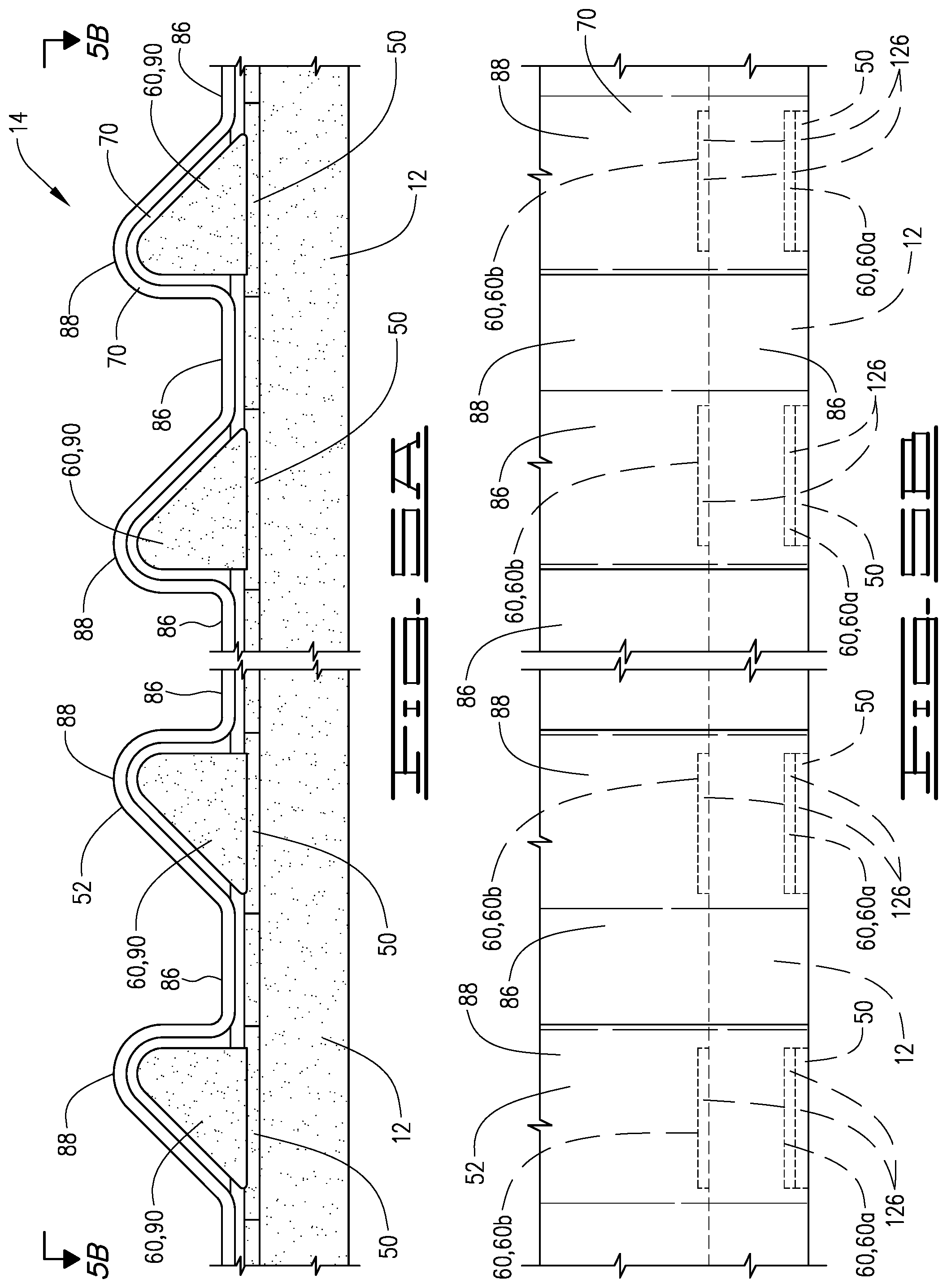 Patent US11772130 Figure 6 – Shaker screen assembly with undulation sealing tabs