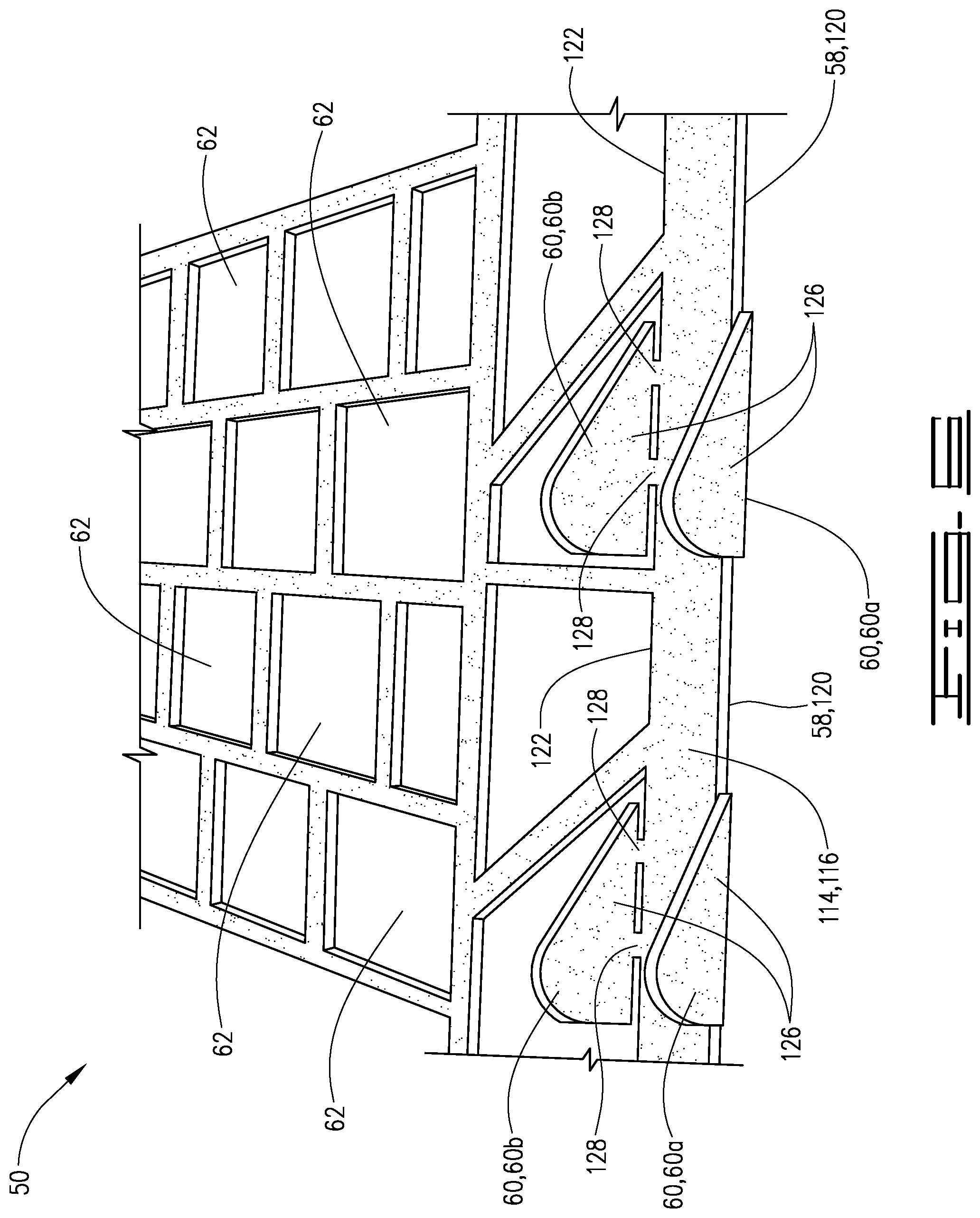 Patent US11772130 Figure 7 – Shaker screen assembly with undulation sealing tabs