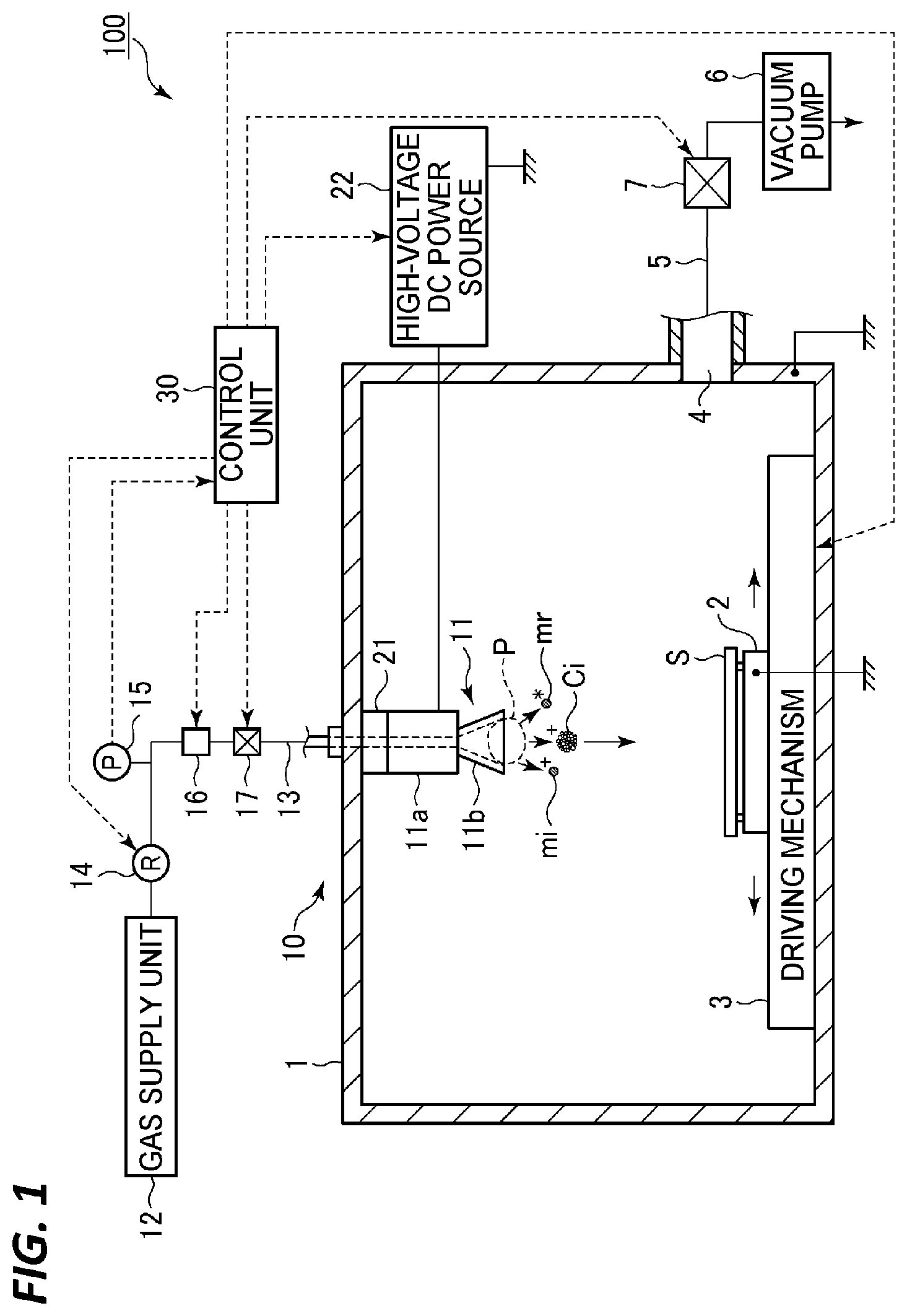 Patent US11772138 Figure 1 – Processing apparatus and processing method, and gas cluster generating apparatus and gas cluster generating method
