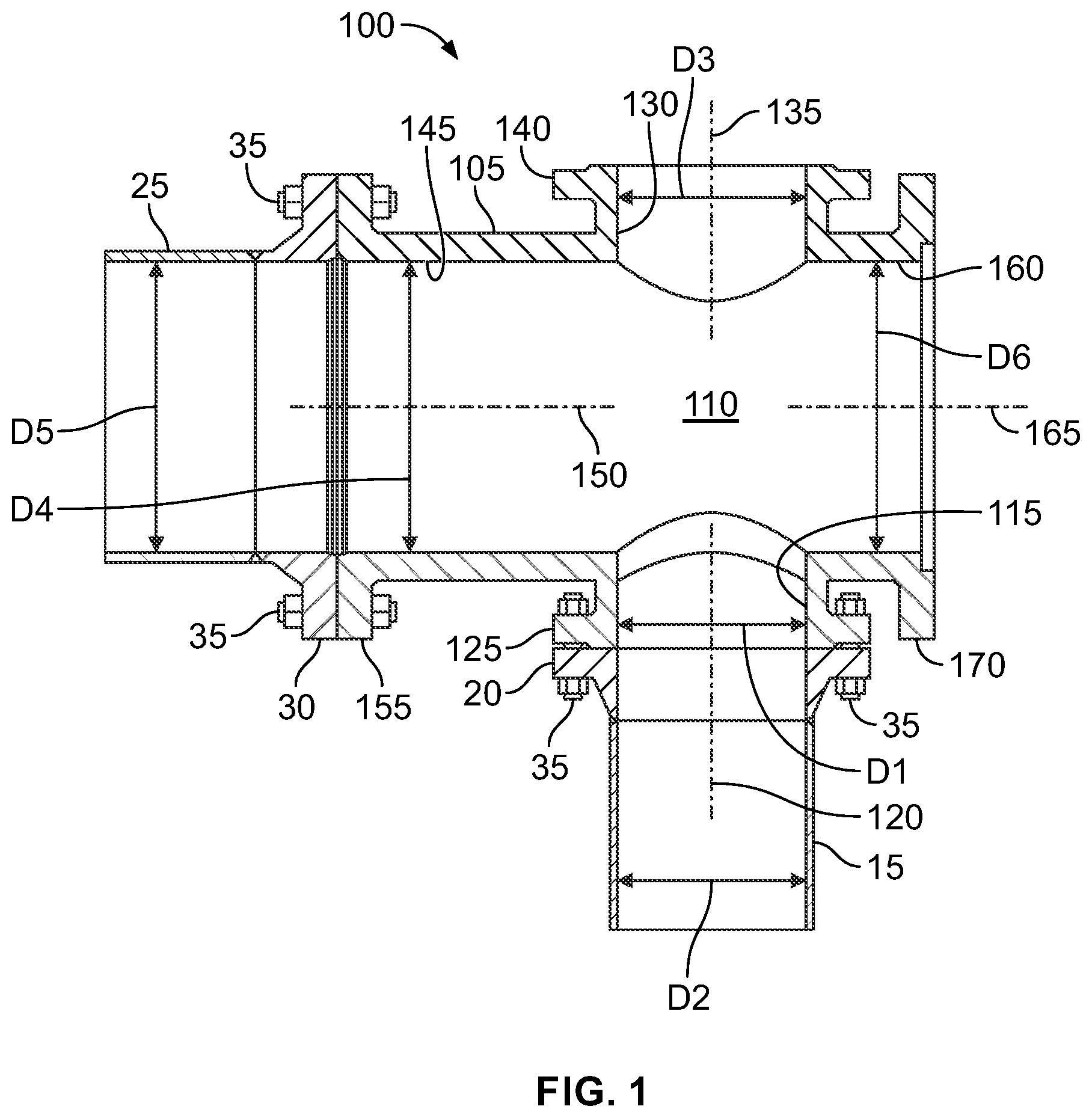 Patent US11772139 Figure 1 – Pipe cleaning assembly and method of cleaning a piping system using the same