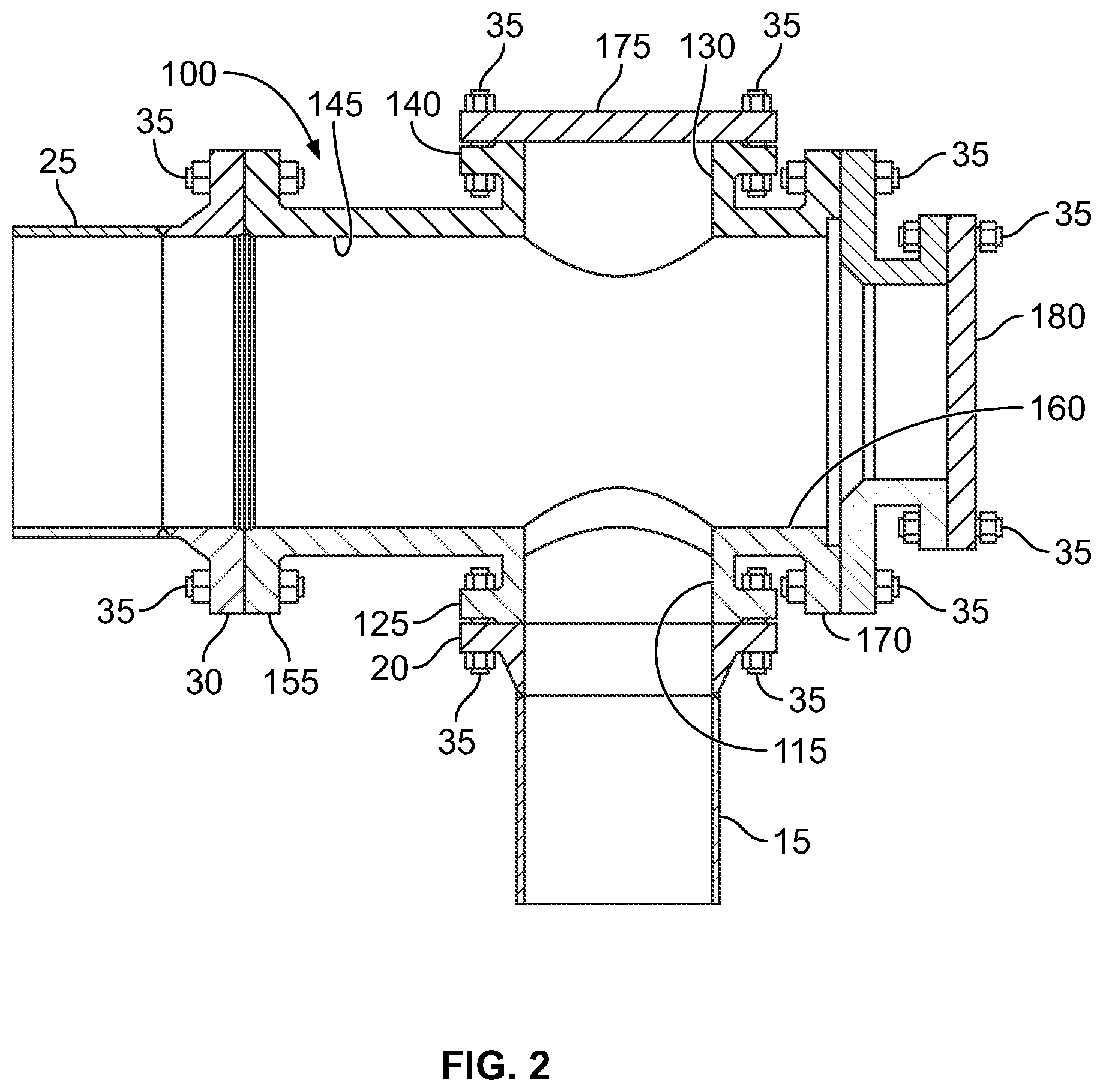 Patent US11772139 Figure 2 – Pipe cleaning assembly and method of cleaning a piping system using the same