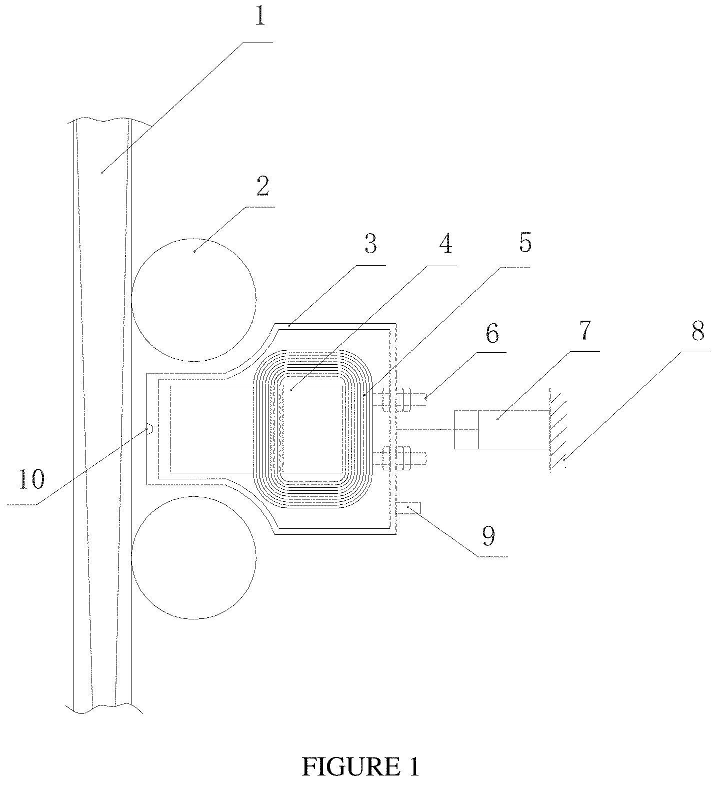 Patent US11772153 — Electromagnetic stirring device and method for secondary cooling zone during slab continuous casting — Figure 1