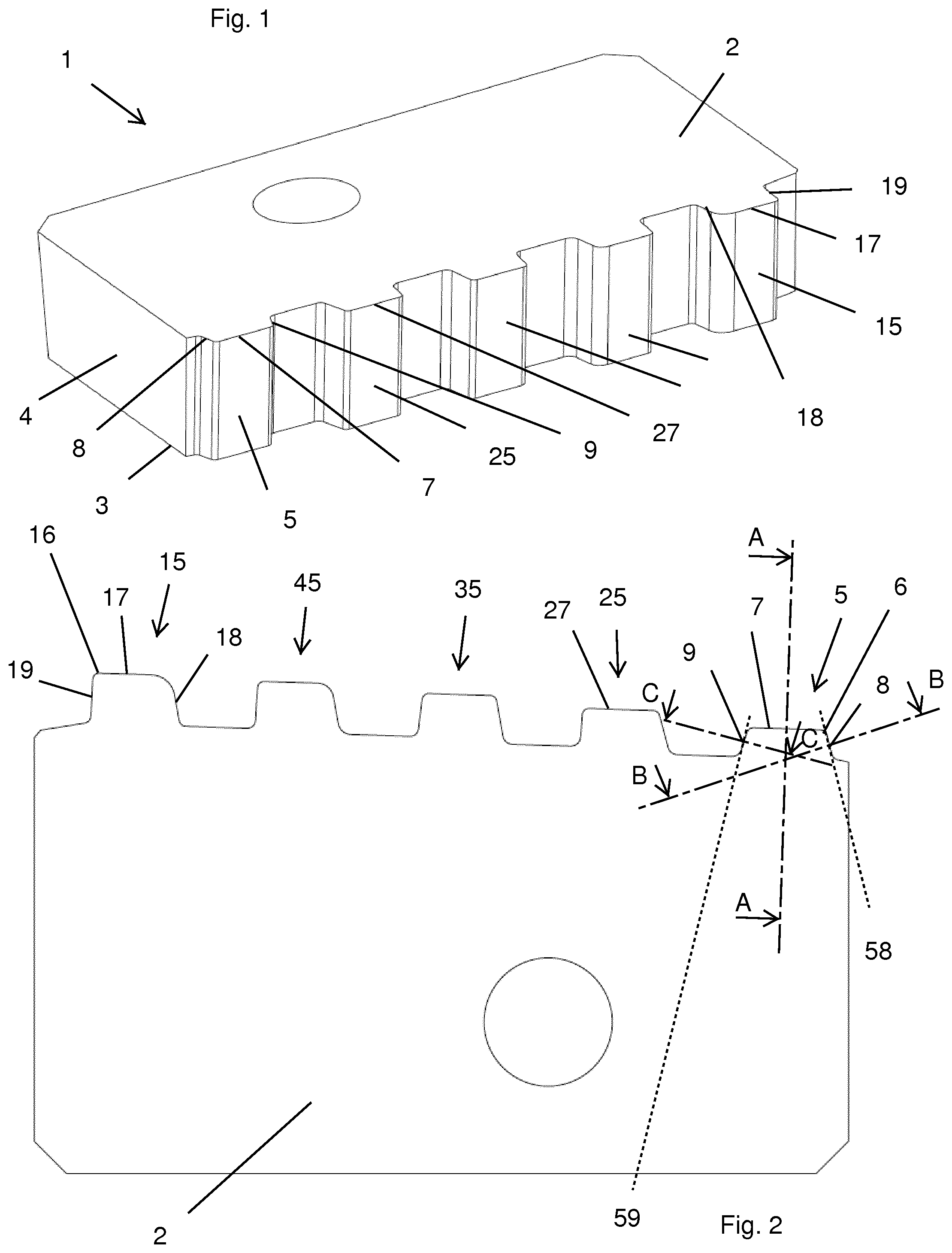 Patent US11772165 Figure 1 – Threading insert having variable edge roundness