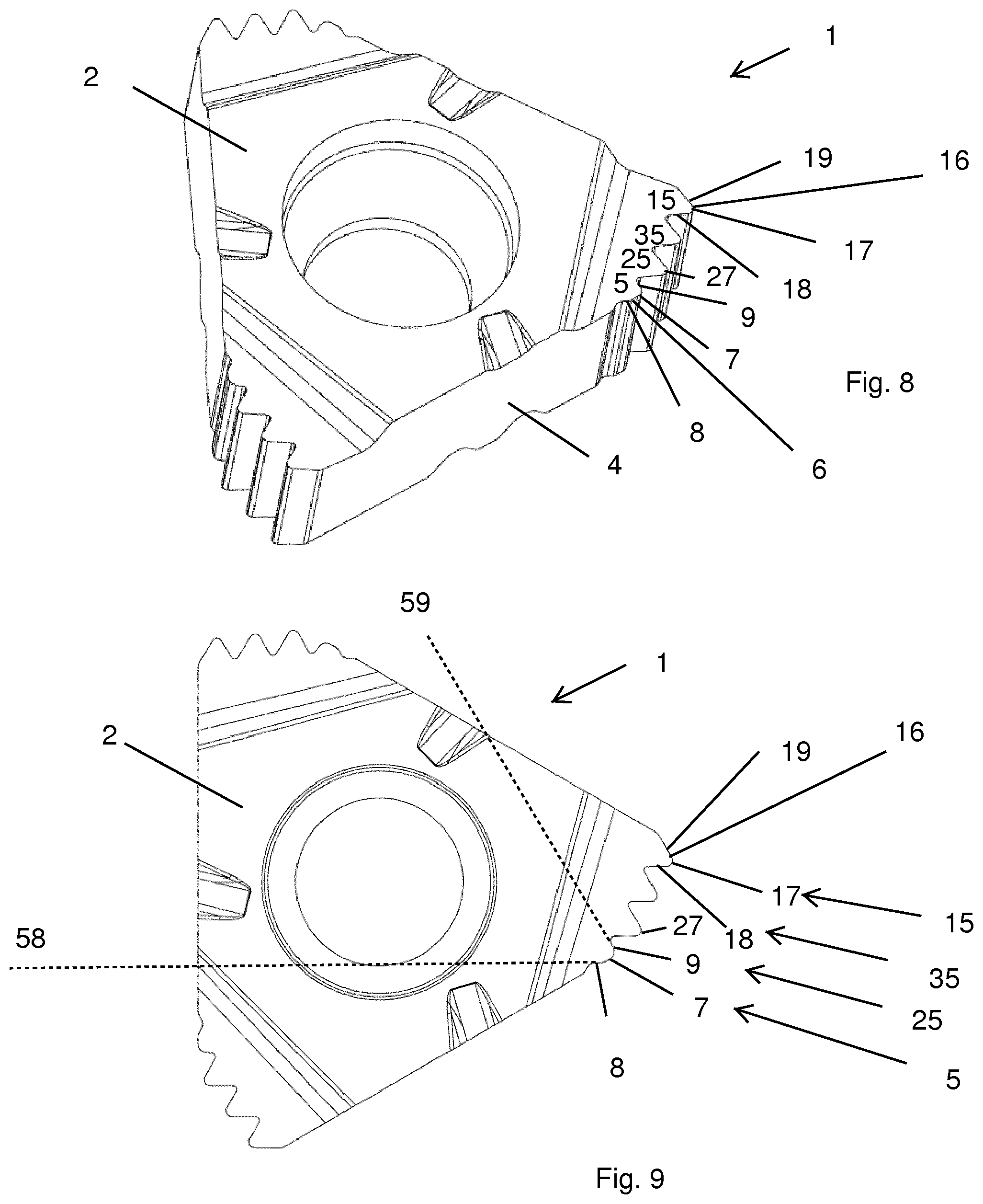 Patent US11772165 Figure 4 – Threading insert having variable edge roundness