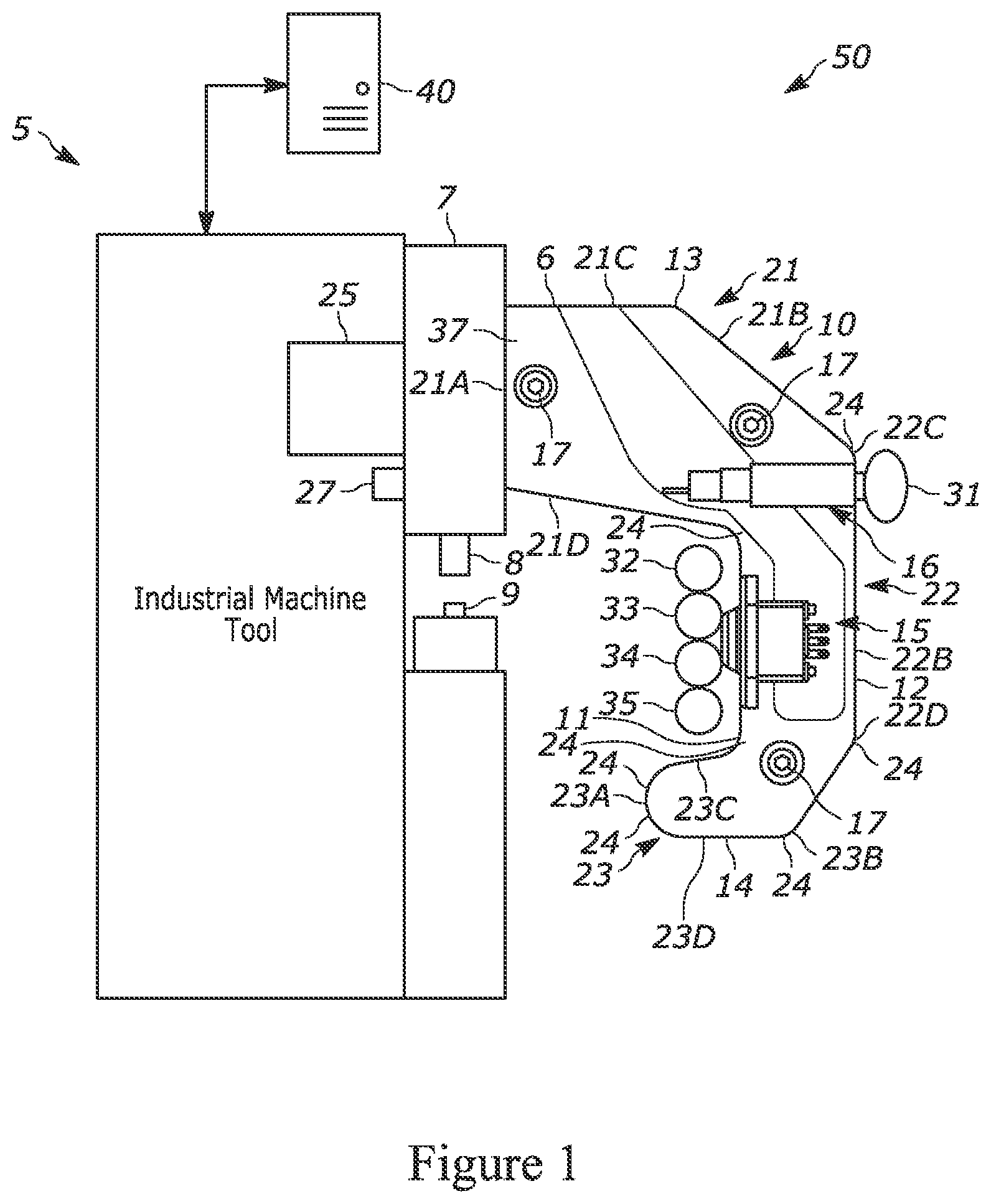 Patent US11772170 Figure 1 – Handle apparatus for an industrial machine tool
