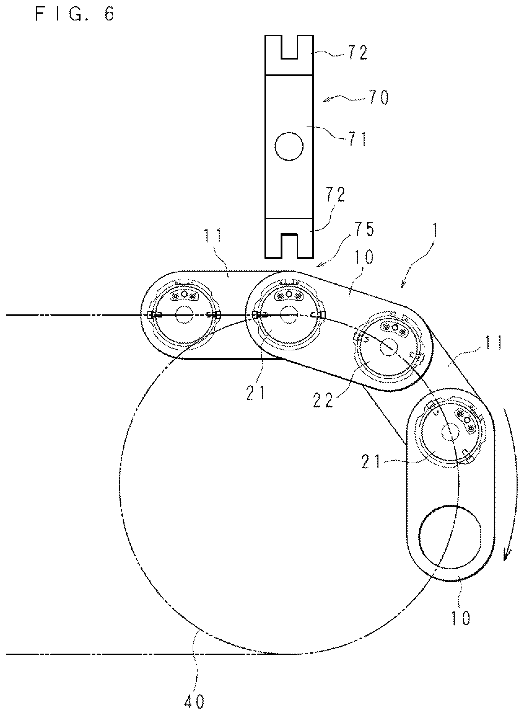Patent US11772217 Figure 6 – Conveyance chain, tool change system and multiple link plates
