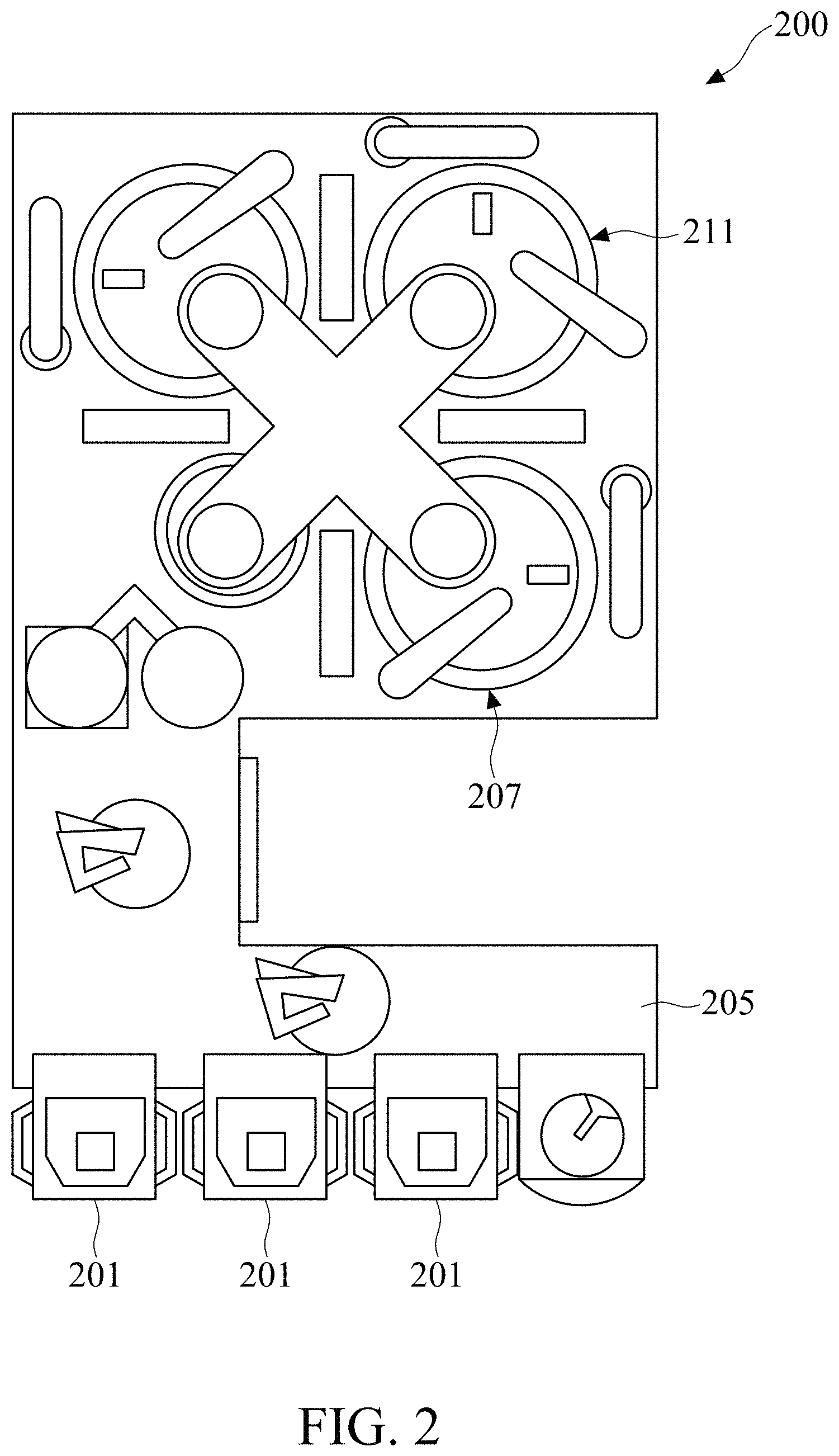 Patent US11772228 Figure 2 – Chemical mechanical polishing apparatus including a multi-zone platen