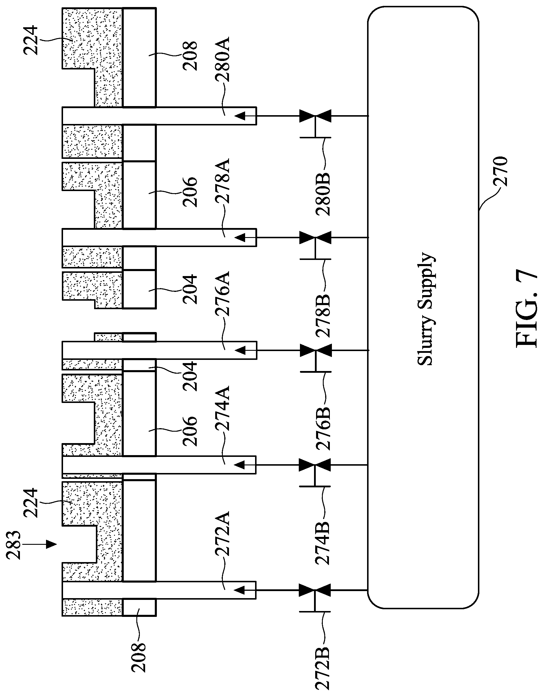 Patent US11772228 Figure 7 – Chemical mechanical polishing apparatus including a multi-zone platen