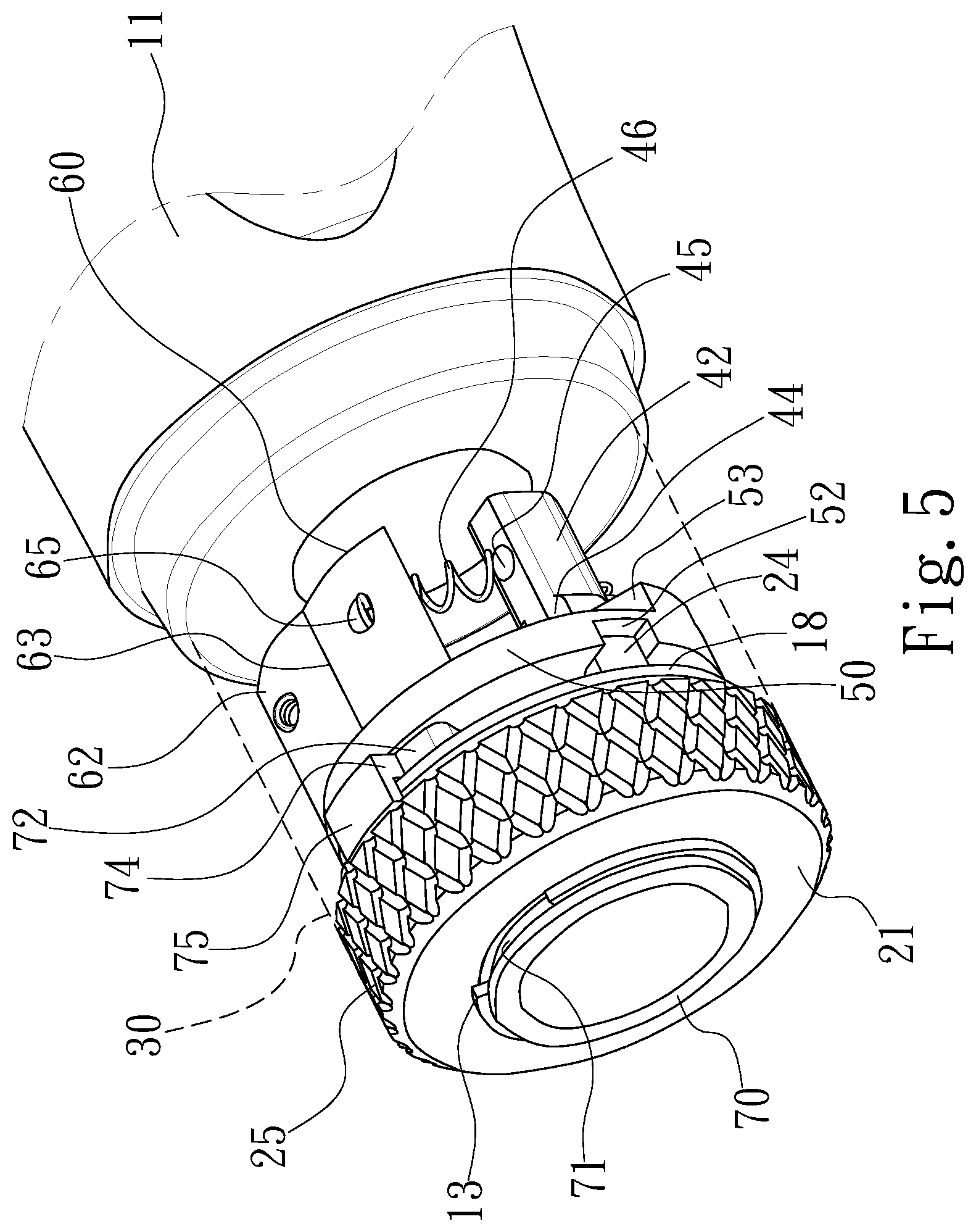 Patent US11772243 Figure 5 – Direction-switching apparatus of a ratchet screwdriver