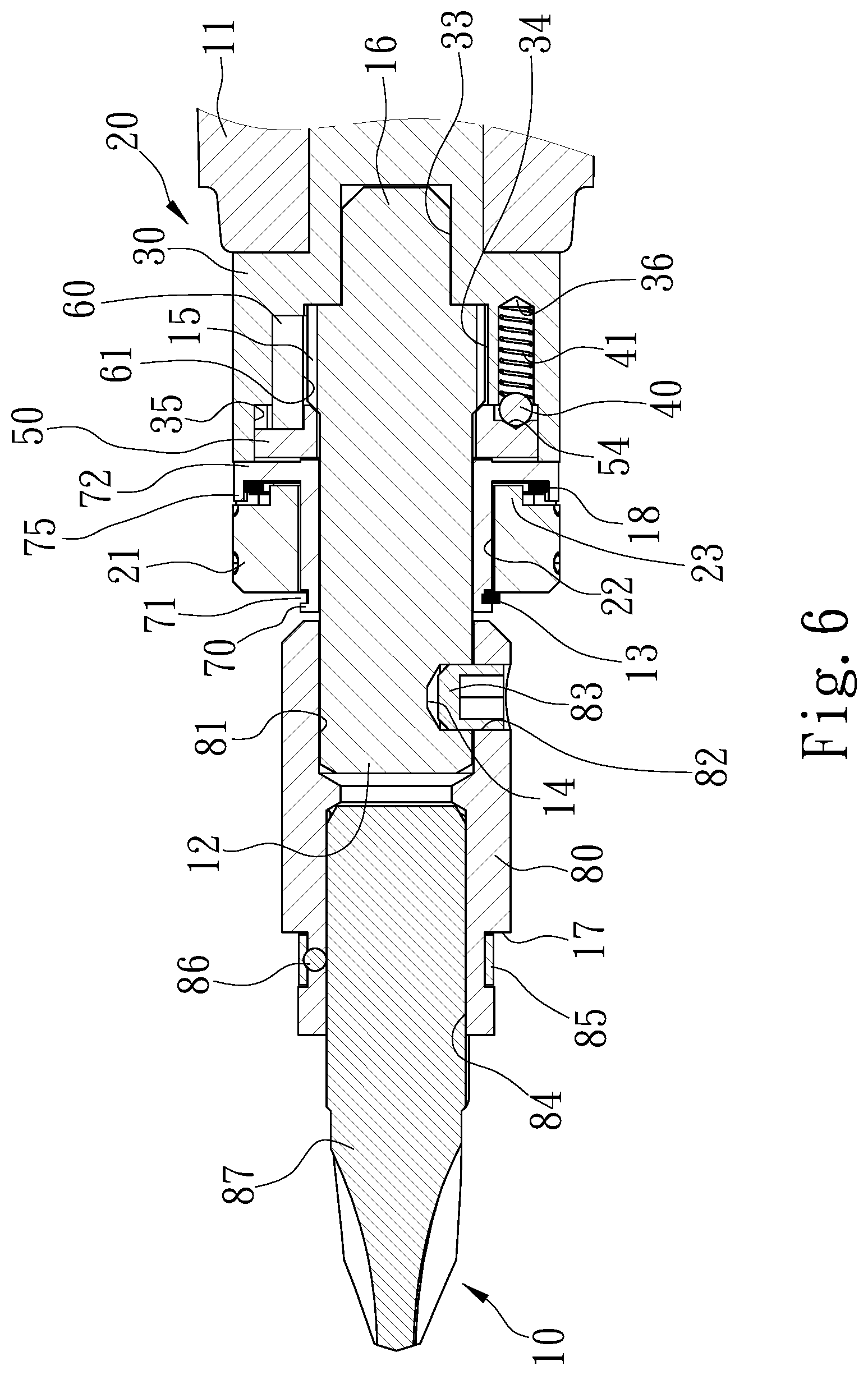 Patent US11772243 Figure 6 – Direction-switching apparatus of a ratchet screwdriver
