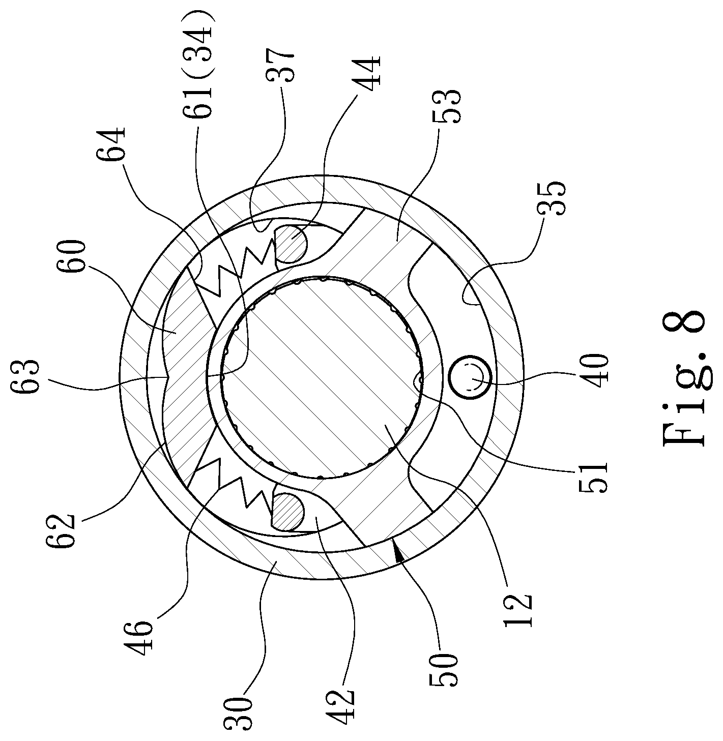 Patent US11772243 Figure 8 – Direction-switching apparatus of a ratchet screwdriver