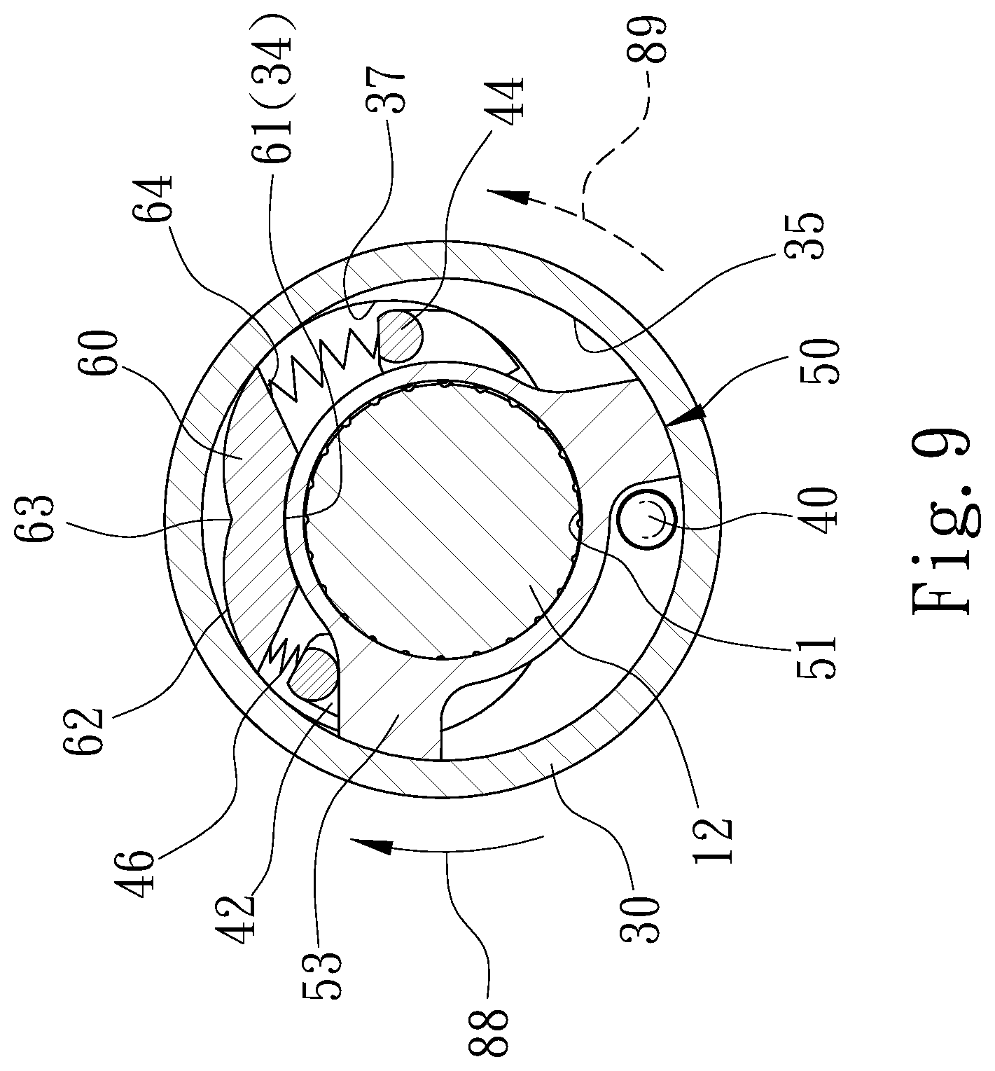 Patent US11772243 Figure 9 – Direction-switching apparatus of a ratchet screwdriver