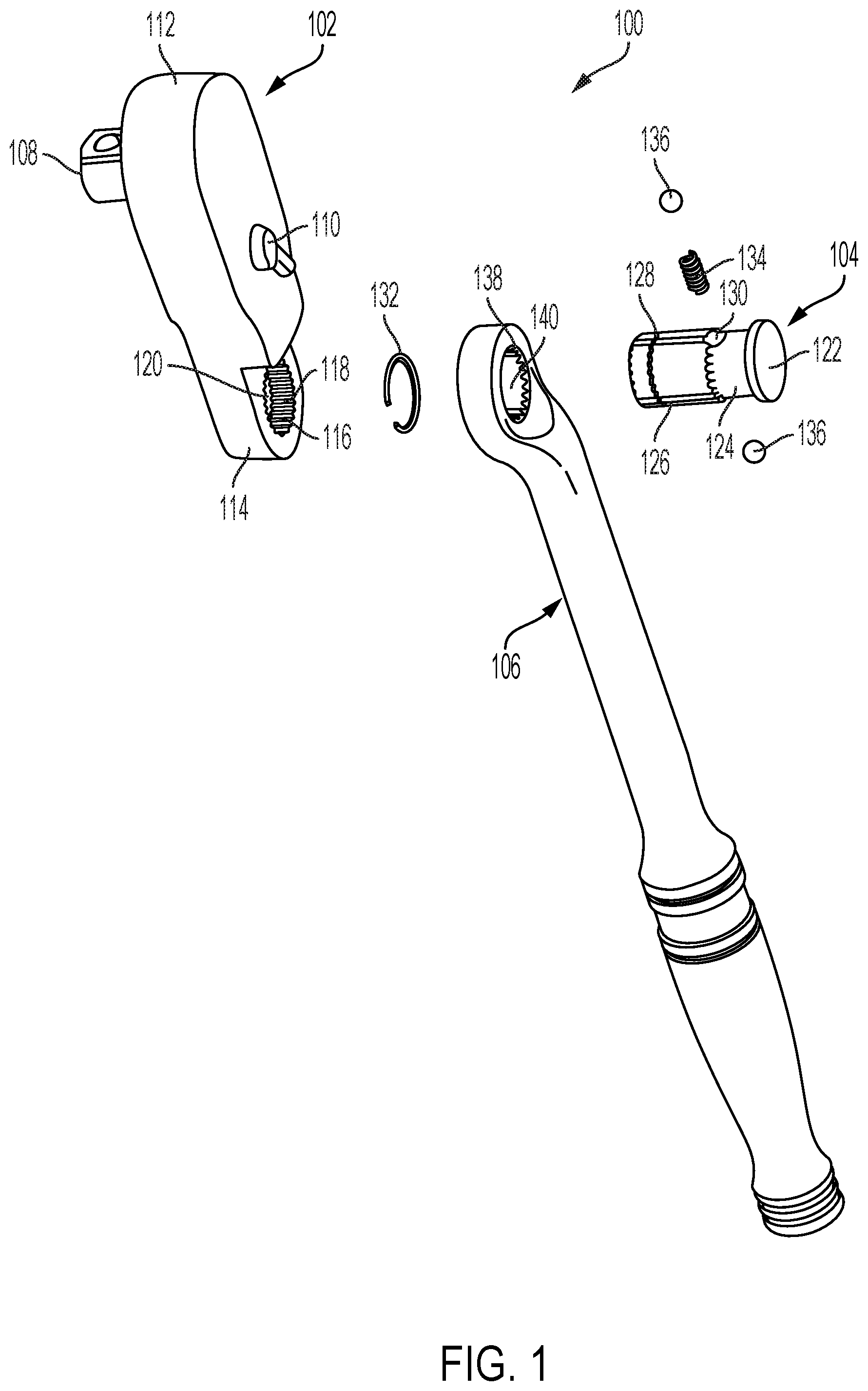 Patent US11772247 Figure 1 – Indexable ratchet tool