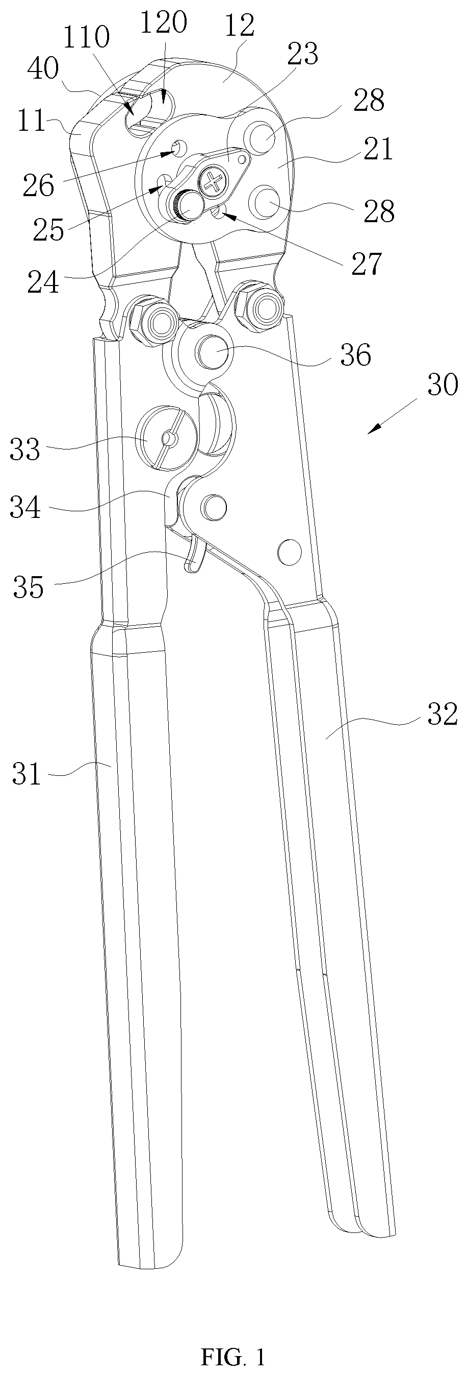 Patent US11772251 Figure 1 – Crimping pliers