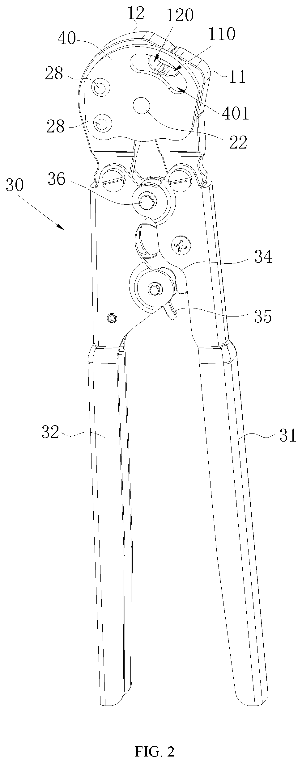 Patent US11772251 Figure 2 – Crimping pliers