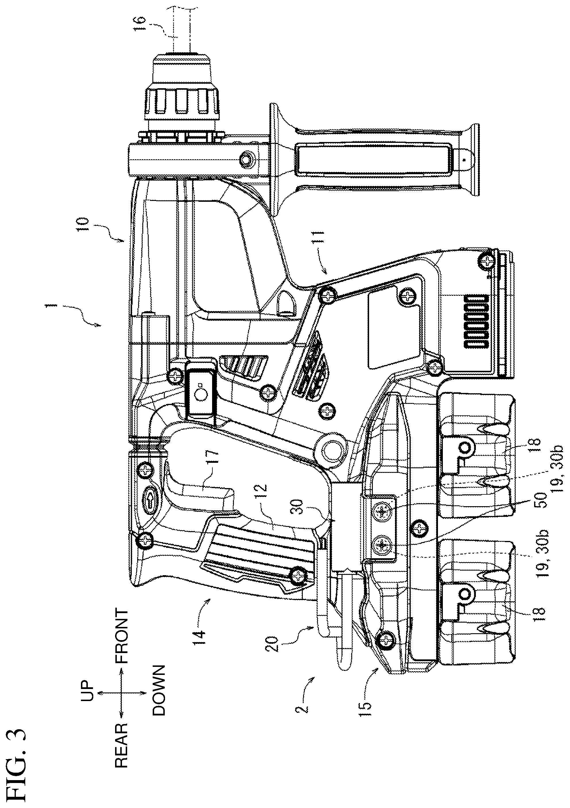 Patent US11772254 Figure 3 – Power tool and hook