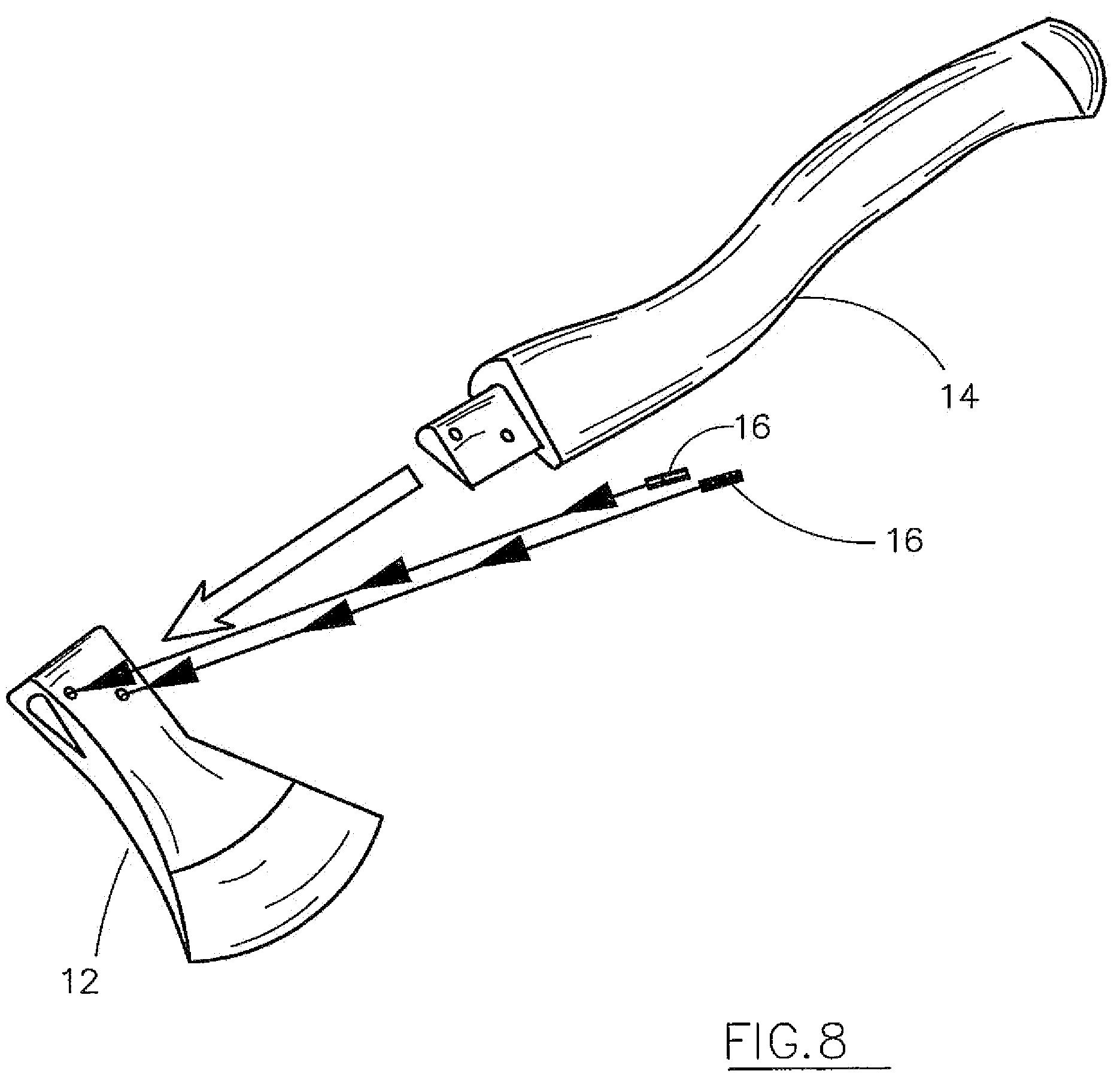 Patent US11772257 Figure 4 – Replacable axe head system and method