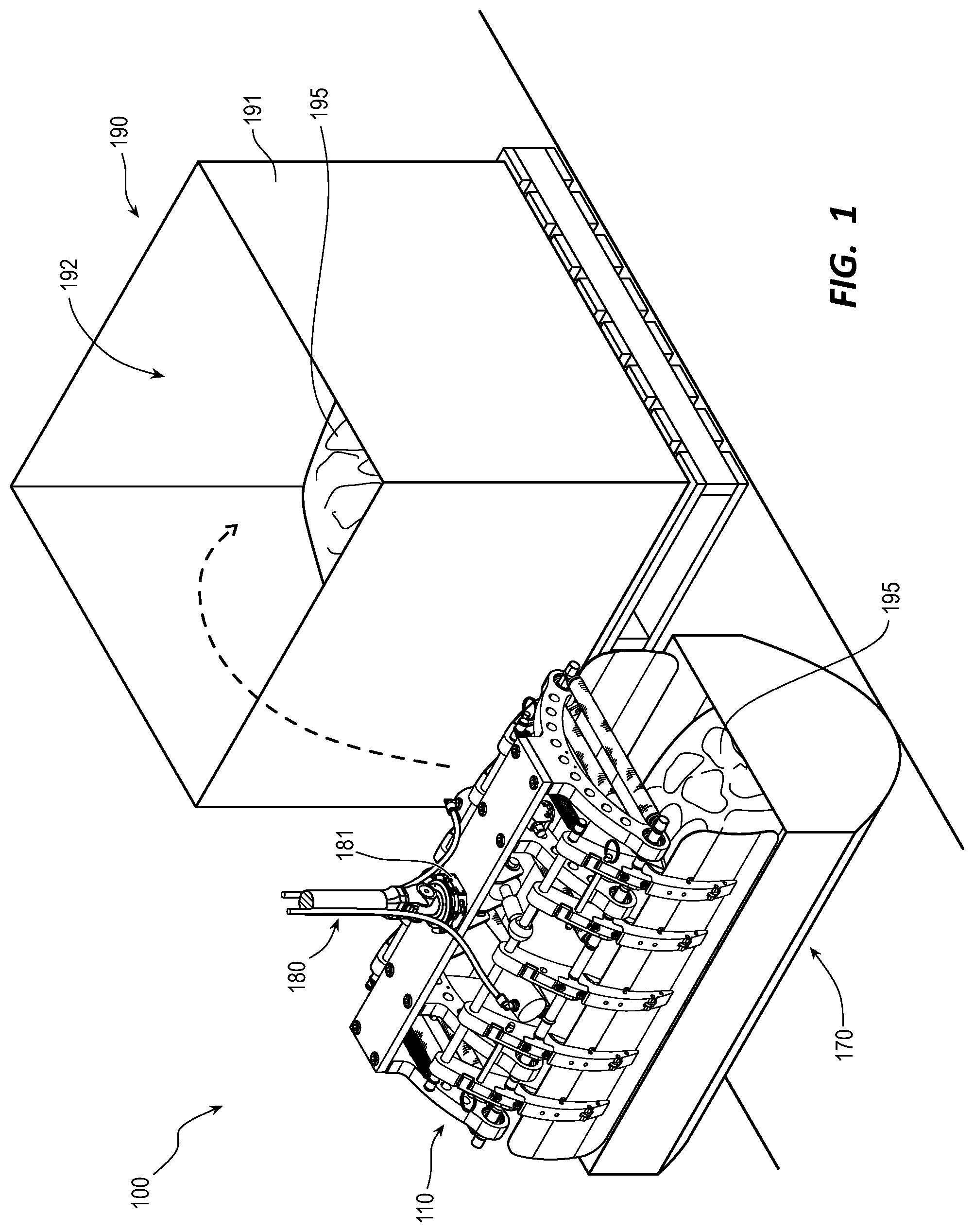 Patent US11772279 Figure 1 – Product stacking end of arm tool