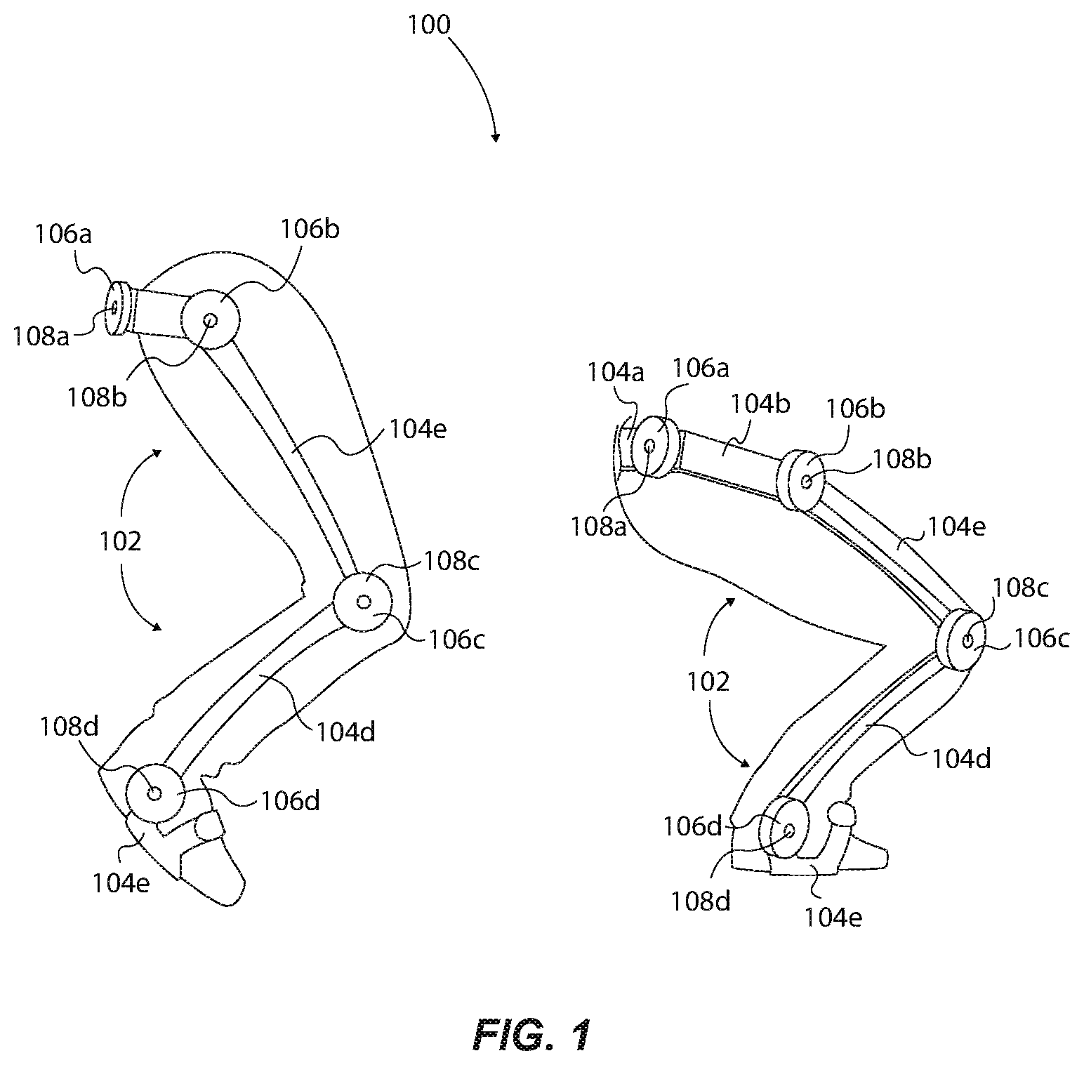 Patent US11772283 Figure 1 – Clutched joint modules having a quasi-passive elastic actuator for a robotic assembly