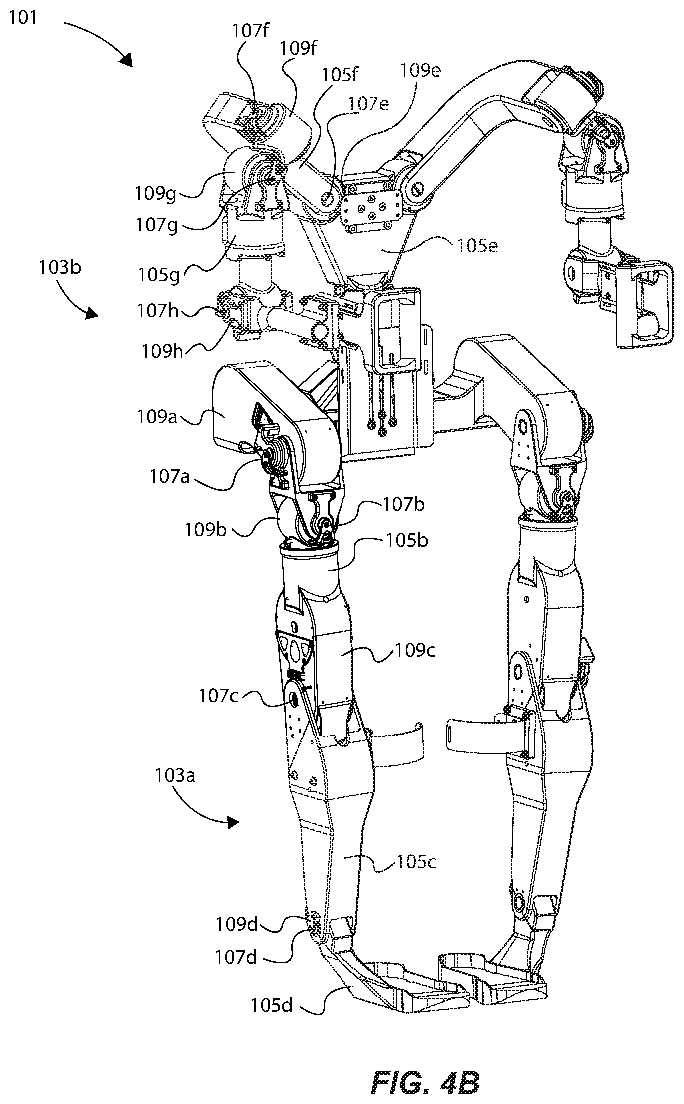 Patent US11772283 Figure 7 – Clutched joint modules having a quasi-passive elastic actuator for a robotic assembly