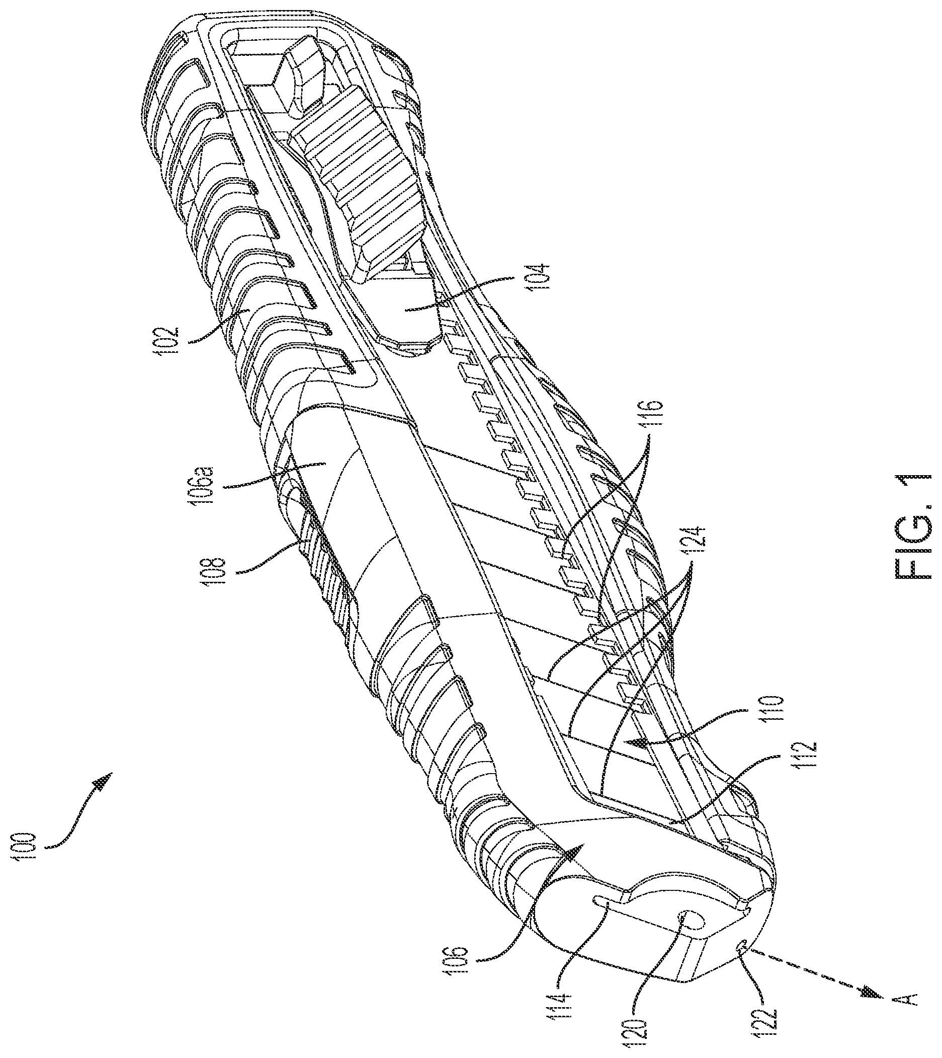 Patent US11772288 Figure 1 – Knife with integrated blade snapper