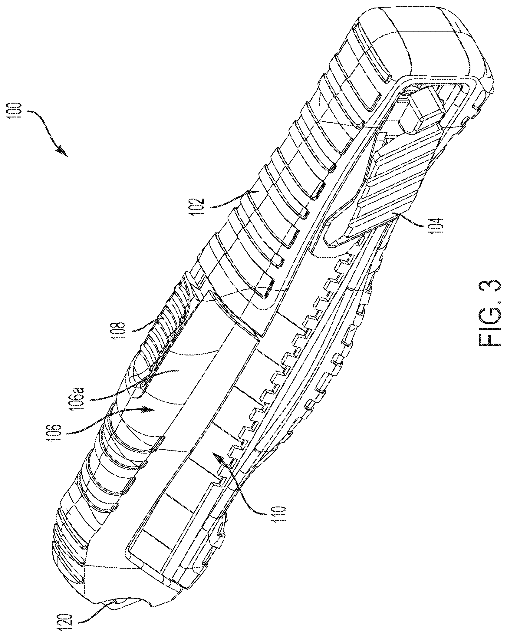 Patent US11772288 Figure 3 – Knife with integrated blade snapper