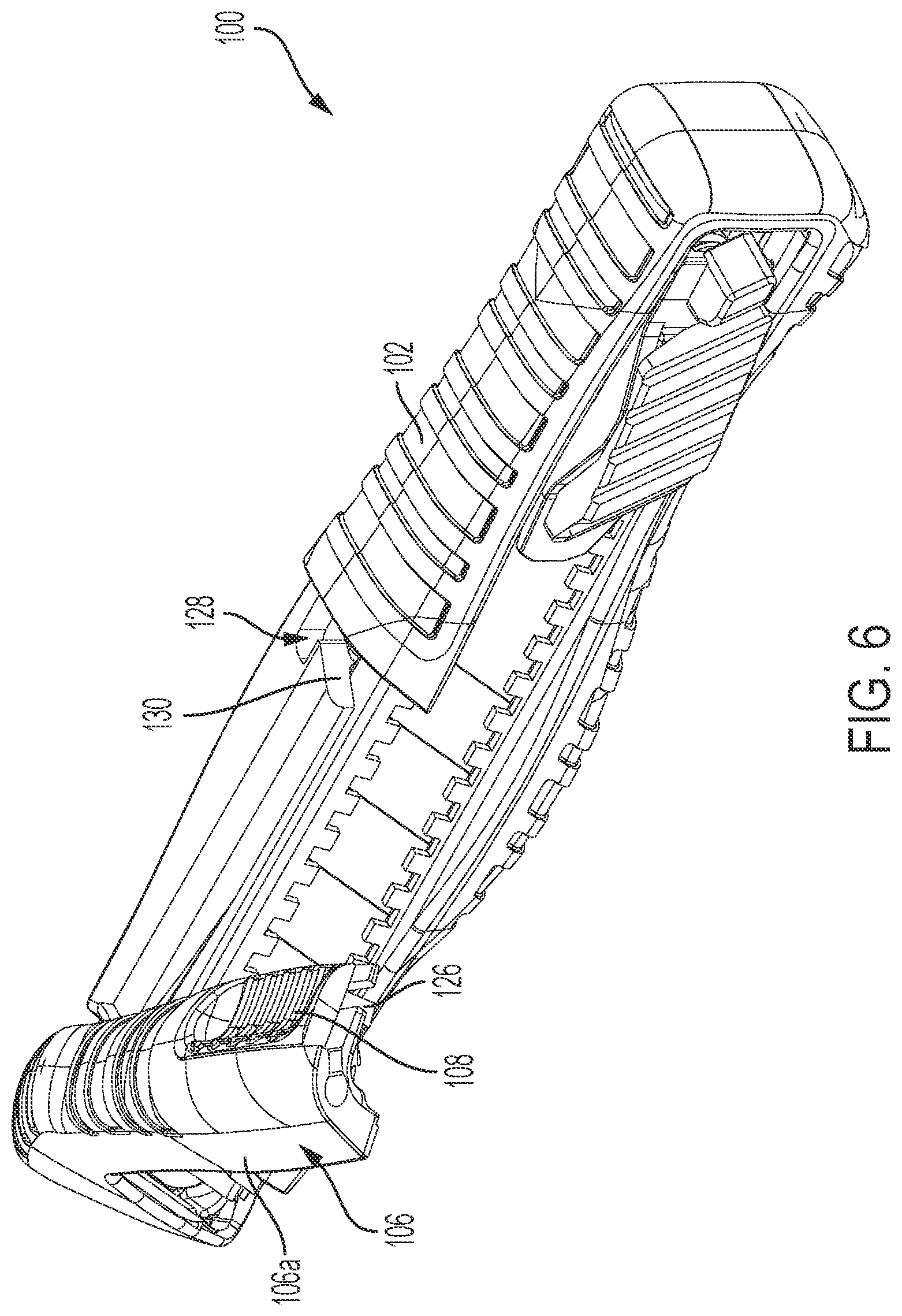 Patent US11772288 Figure 6 – Knife with integrated blade snapper