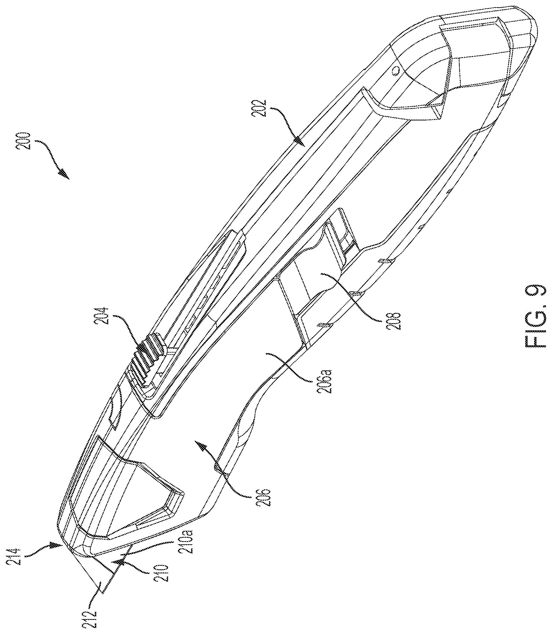Patent US11772288 Figure 9 – Knife with integrated blade snapper