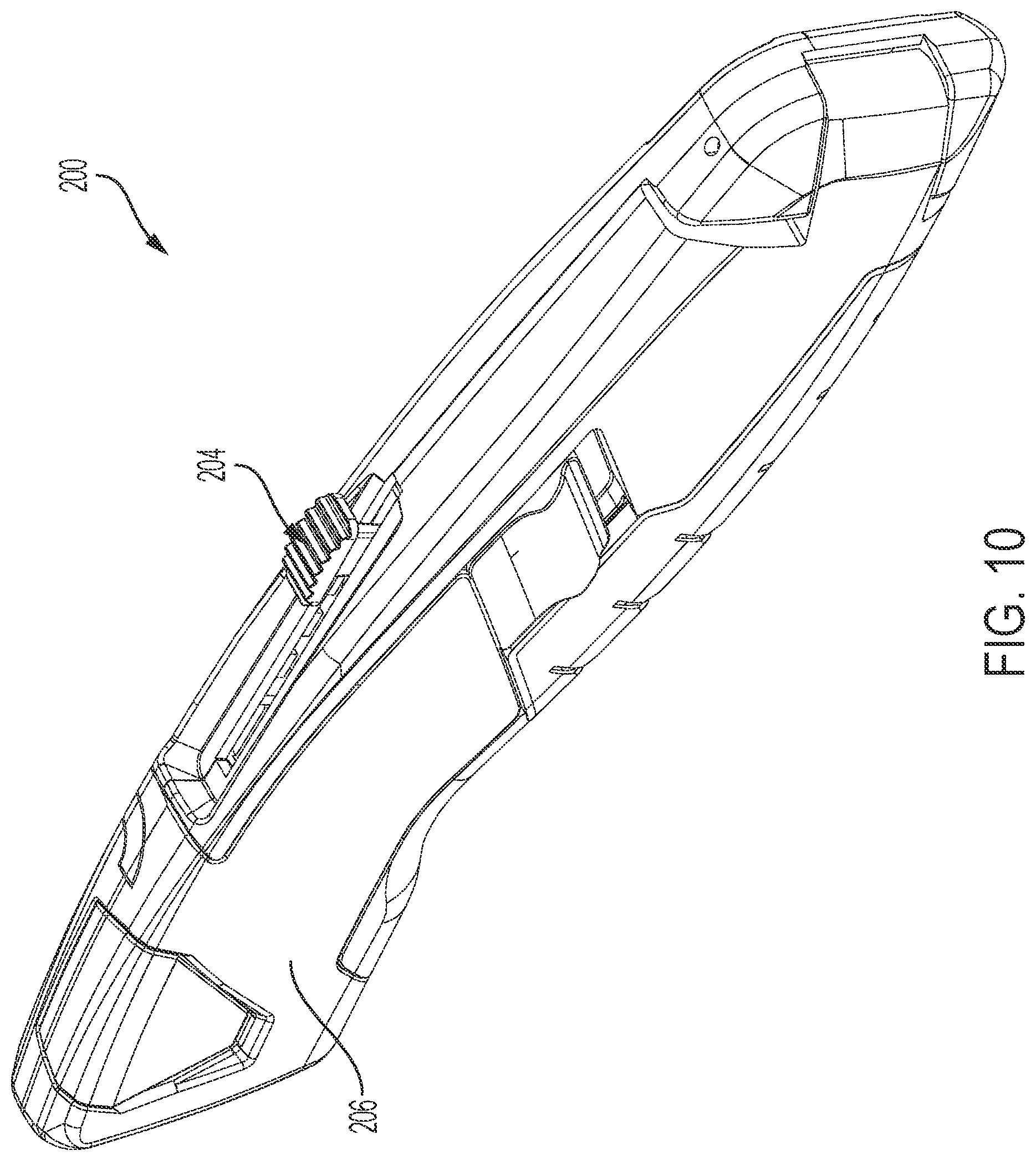 Patent US11772288 Figure 10 – Knife with integrated blade snapper