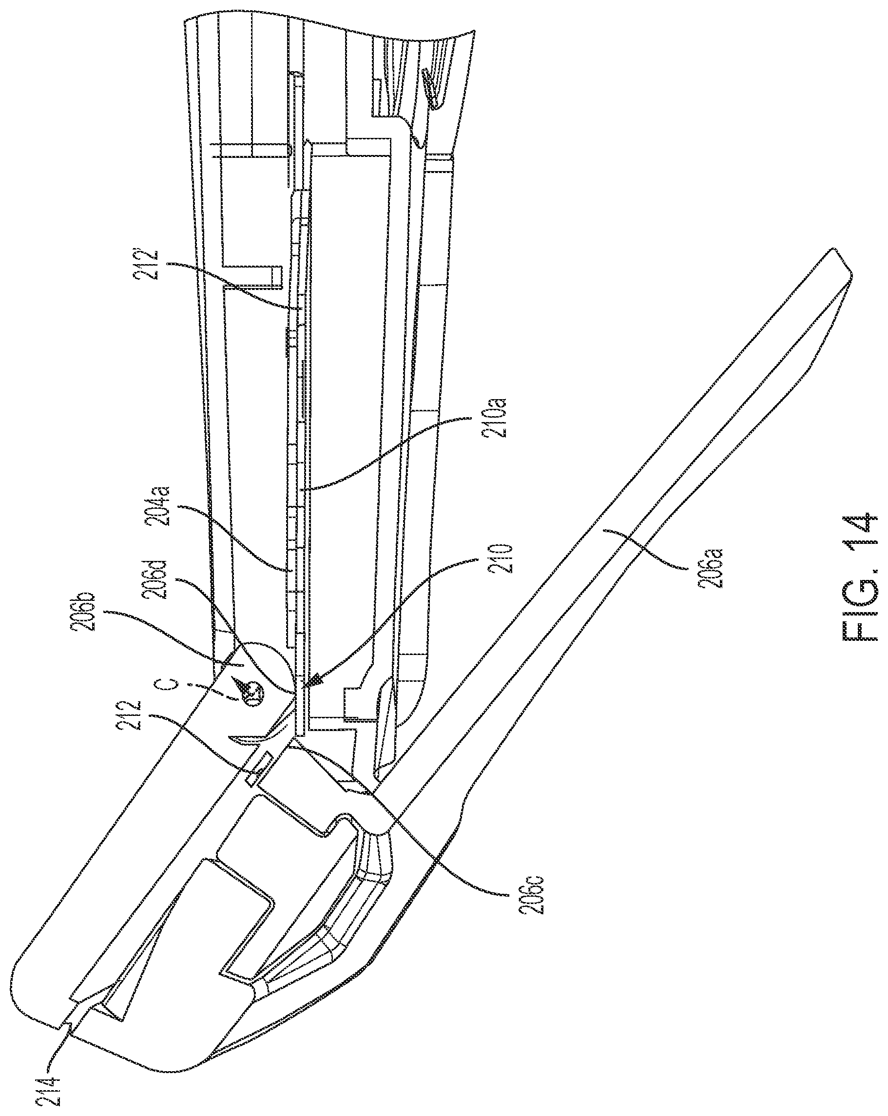 Patent US11772288 Figure 14 – Knife with integrated blade snapper