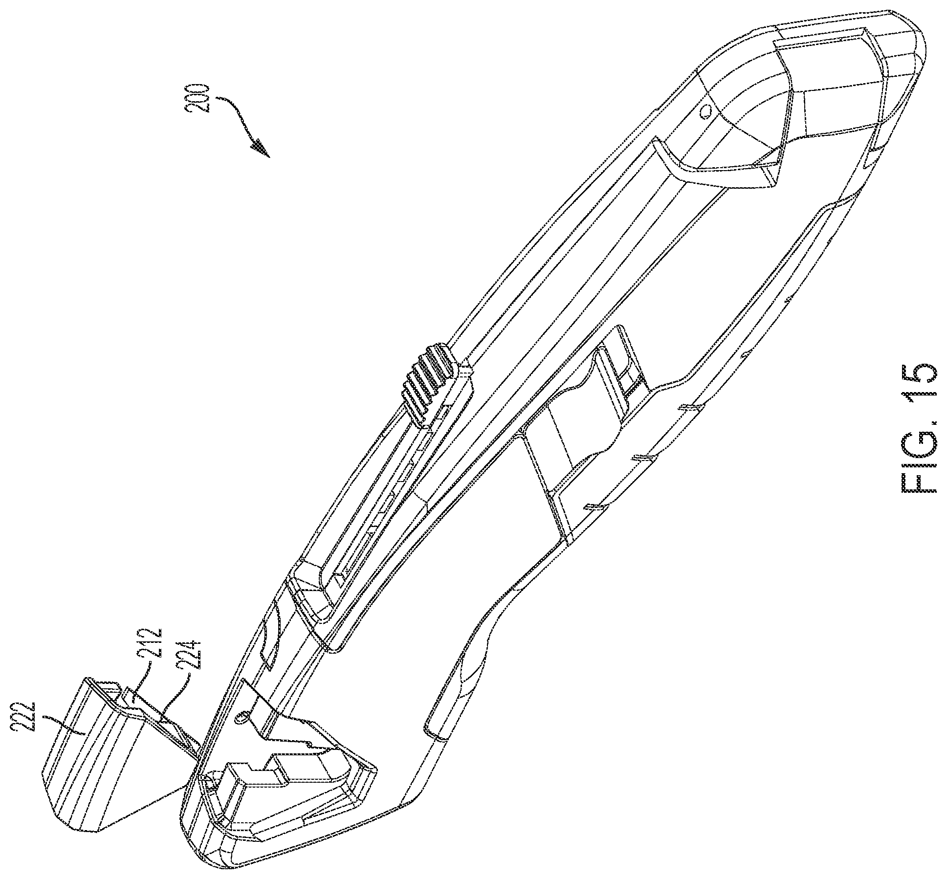 Patent US11772288 Figure 15 – Knife with integrated blade snapper