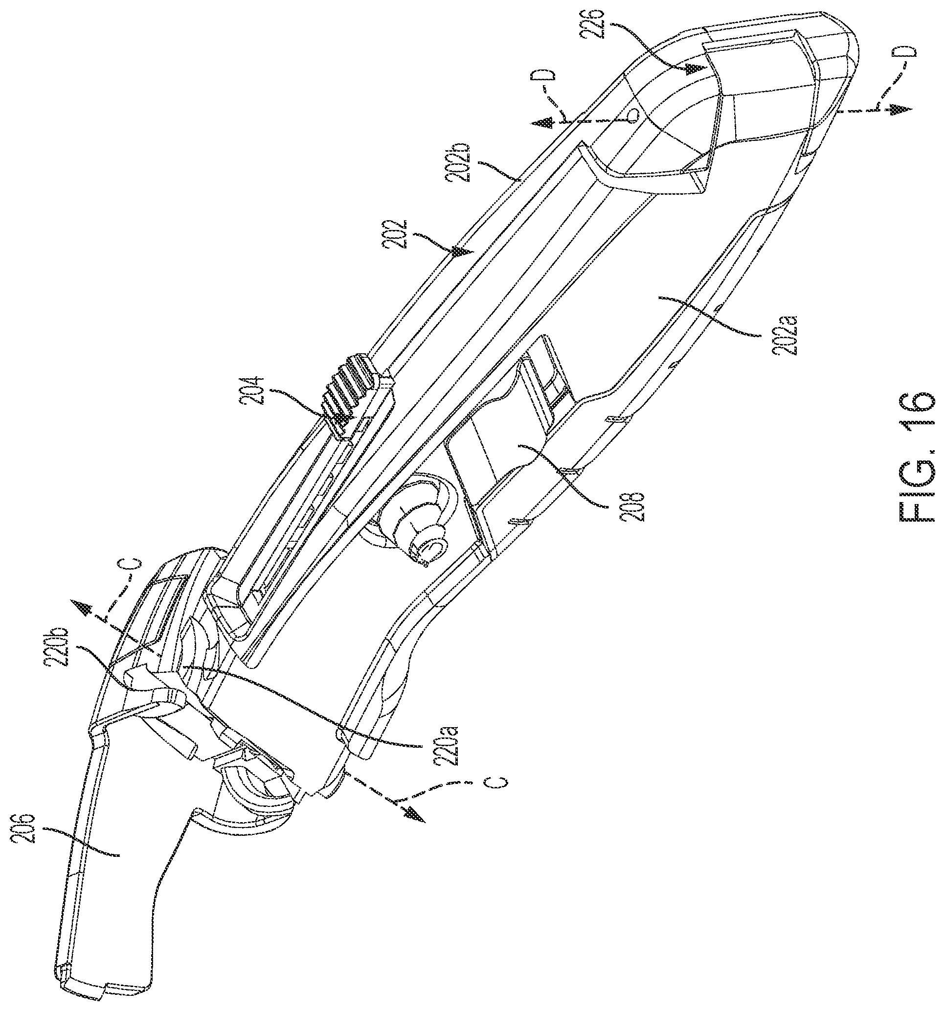 Patent US11772288 Figure 16 – Knife with integrated blade snapper