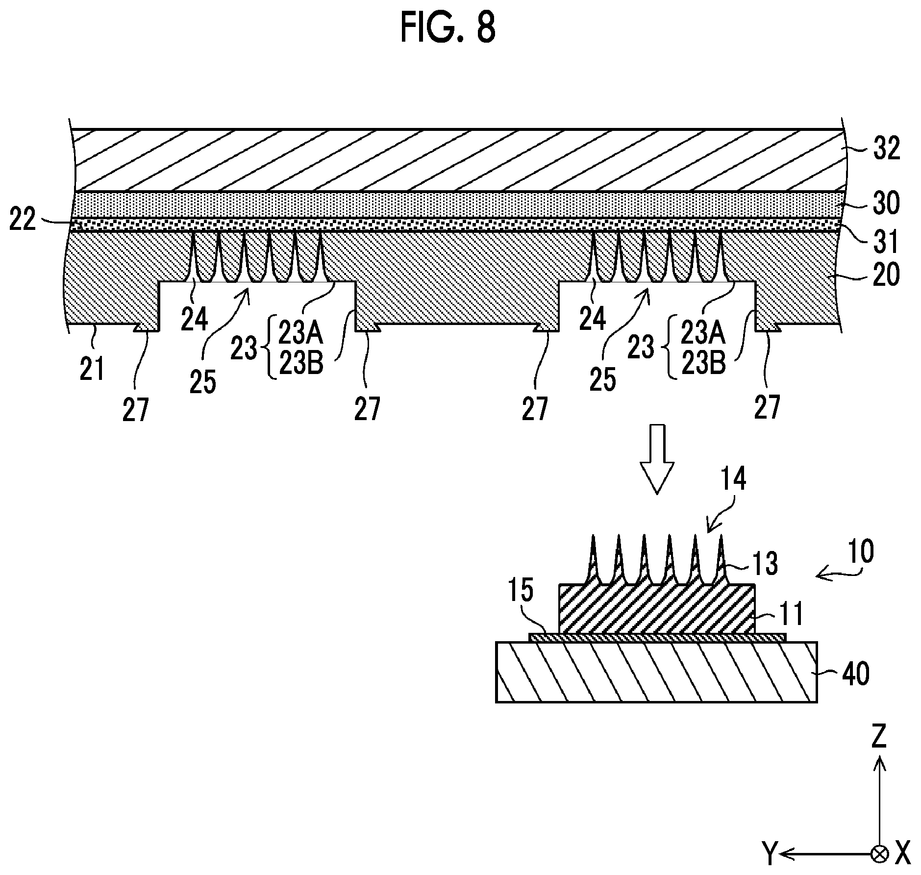 Patent US11772305 Figure 8 – Production method of mold having recessed pattern in recessed step portion