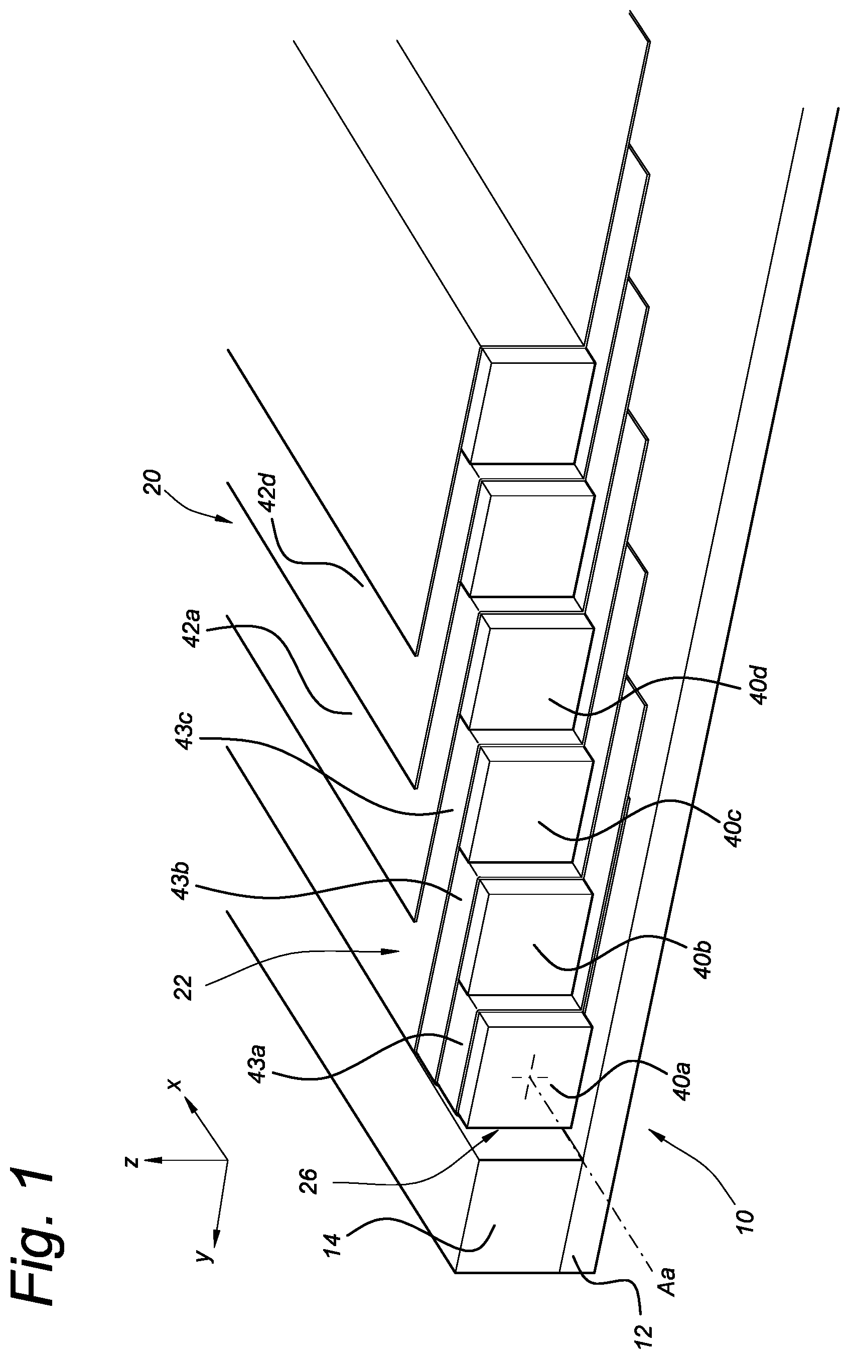 Patent US11772344 Figure 1 – Product with an array of core elements or voids and interposed sheets and methods for forming such a product