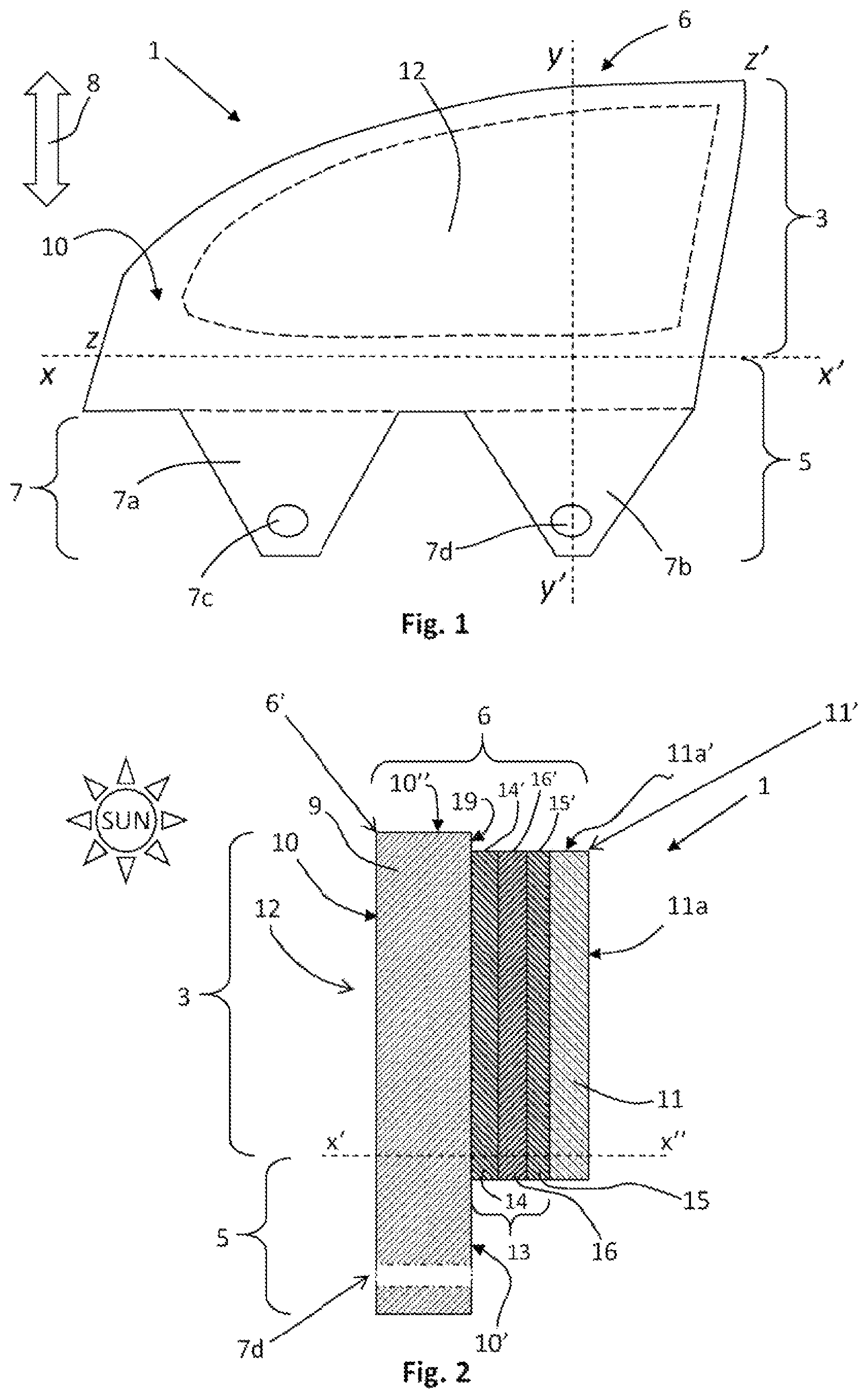 Patent US11772367 Figure 1 – Laminated glazing