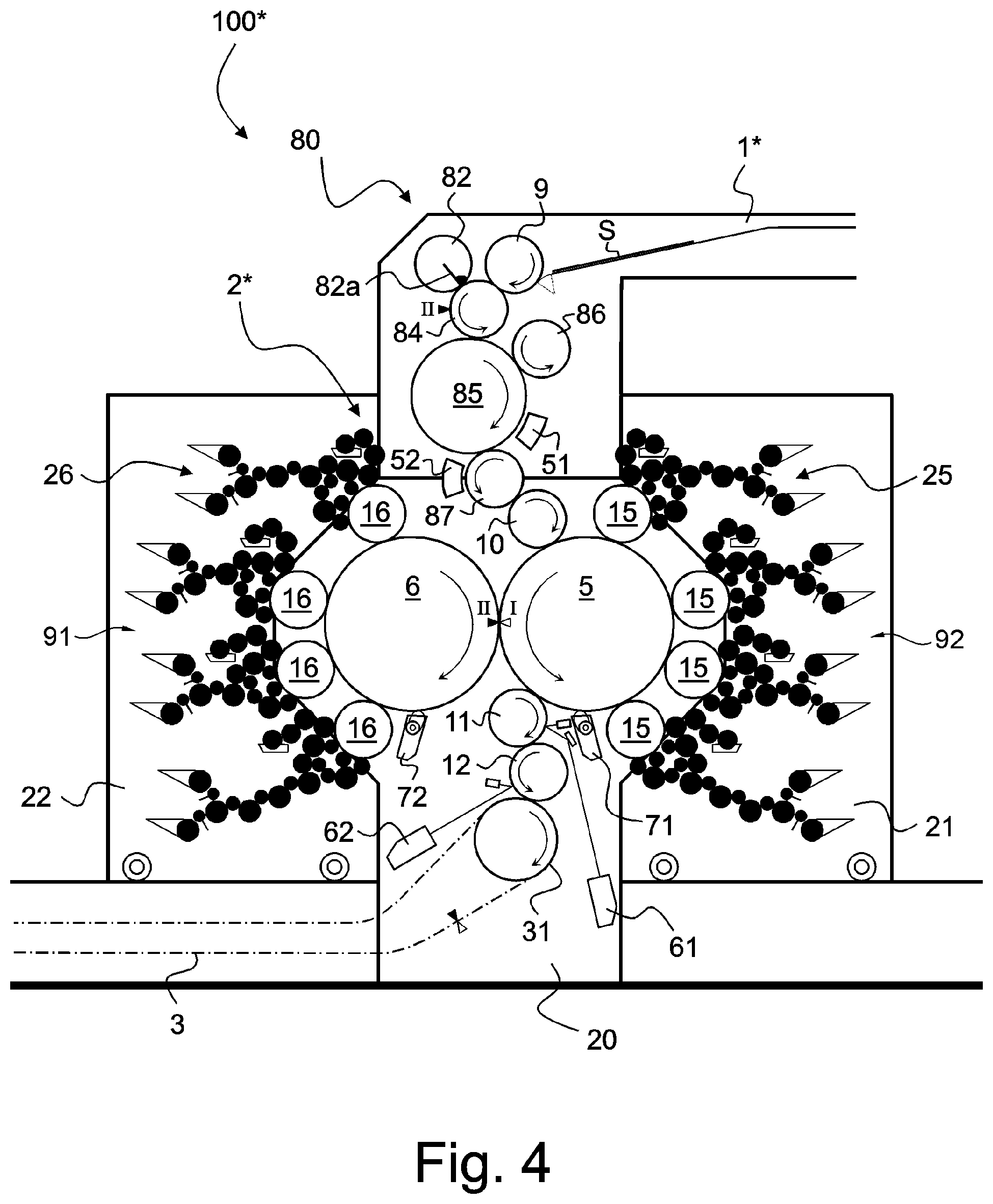 Patent US11772374 Figure 4 – Printing press with in-line casting device for the replication and formation of a micro-optical structure