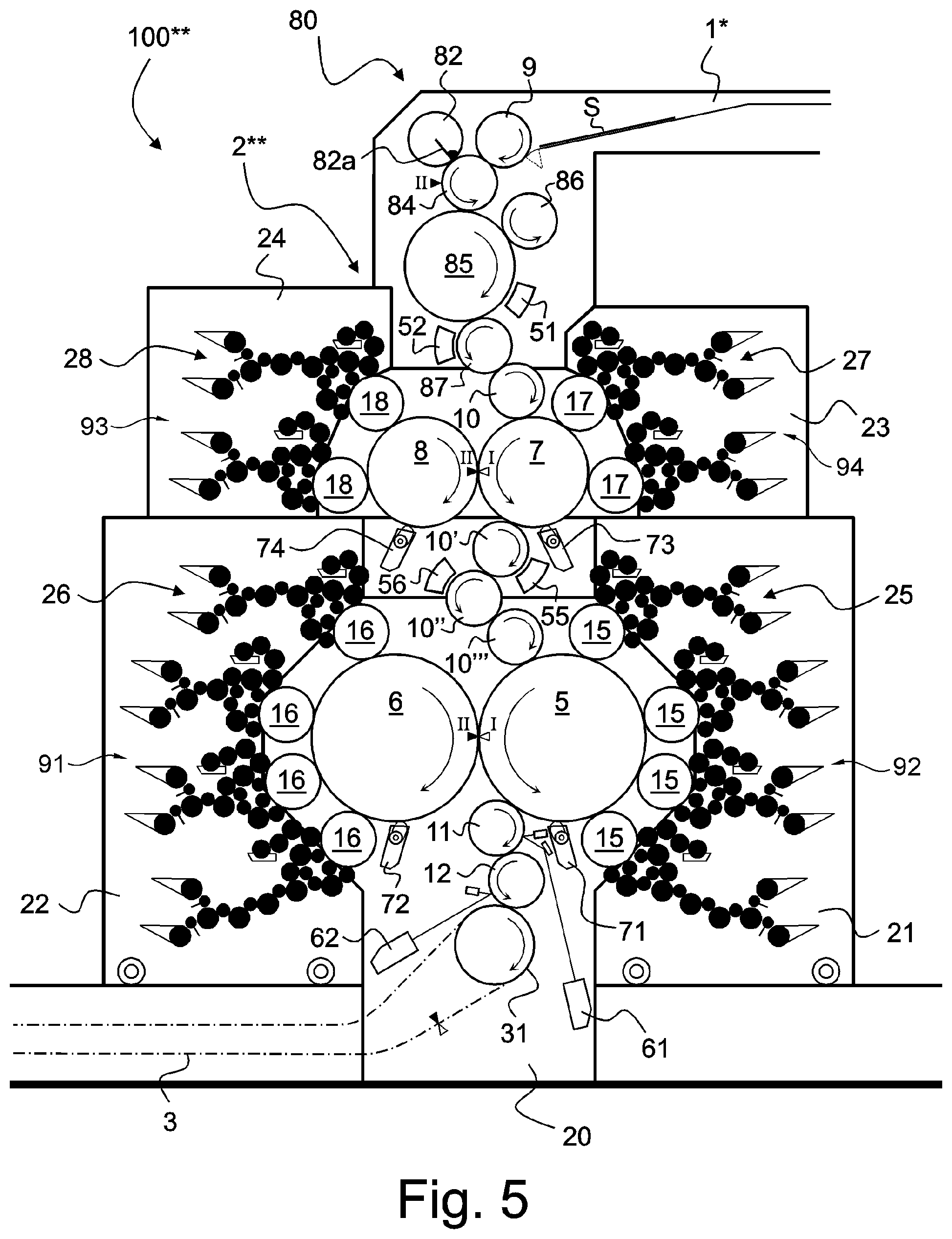 Patent US11772374 Figure 5 – Printing press with in-line casting device for the replication and formation of a micro-optical structure