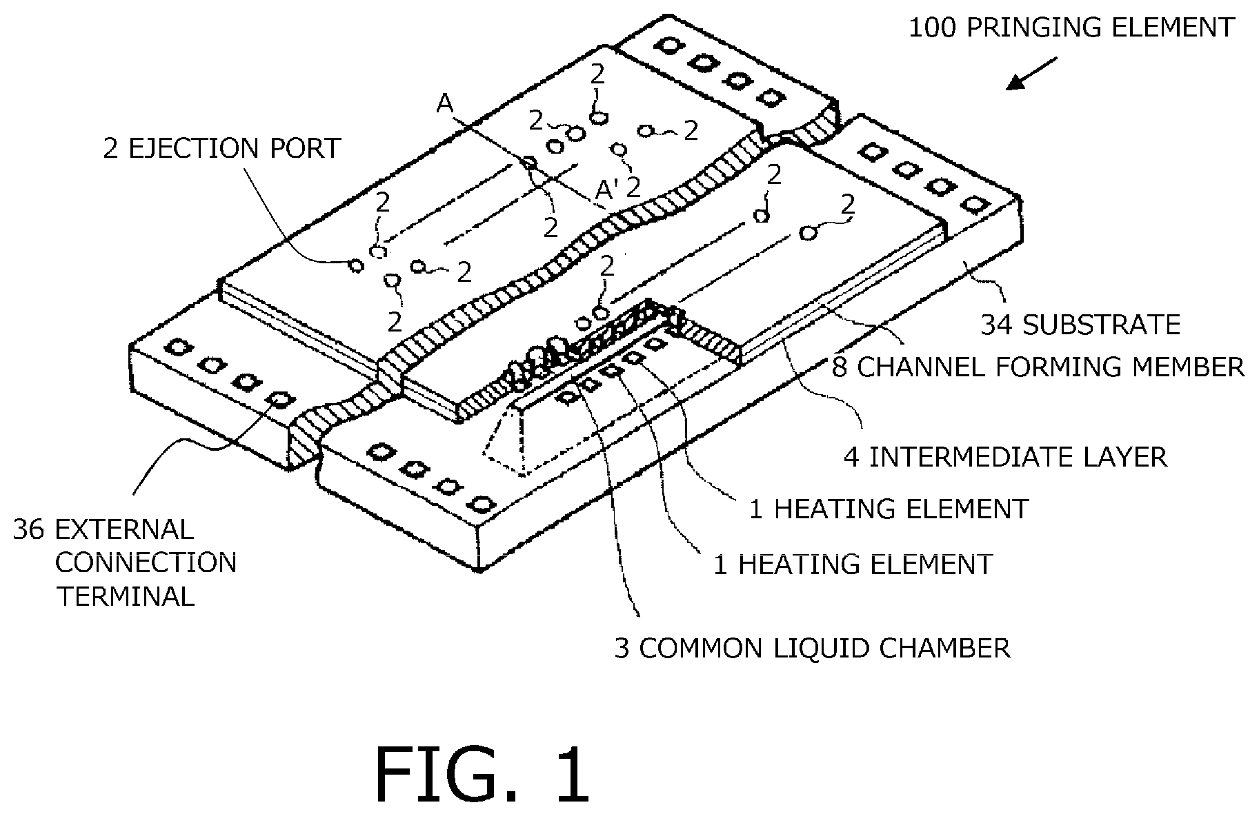 Patent US11772378 Figure 1 – Printing element and method for manufacturing same