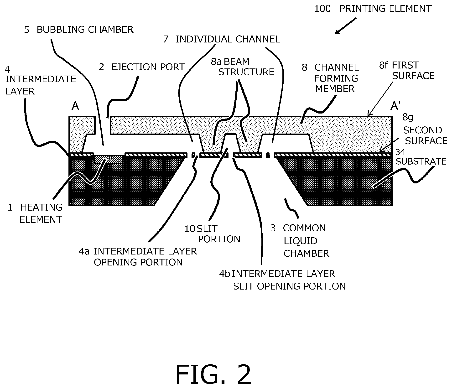 Patent US11772378 Figure 2 – Printing element and method for manufacturing same